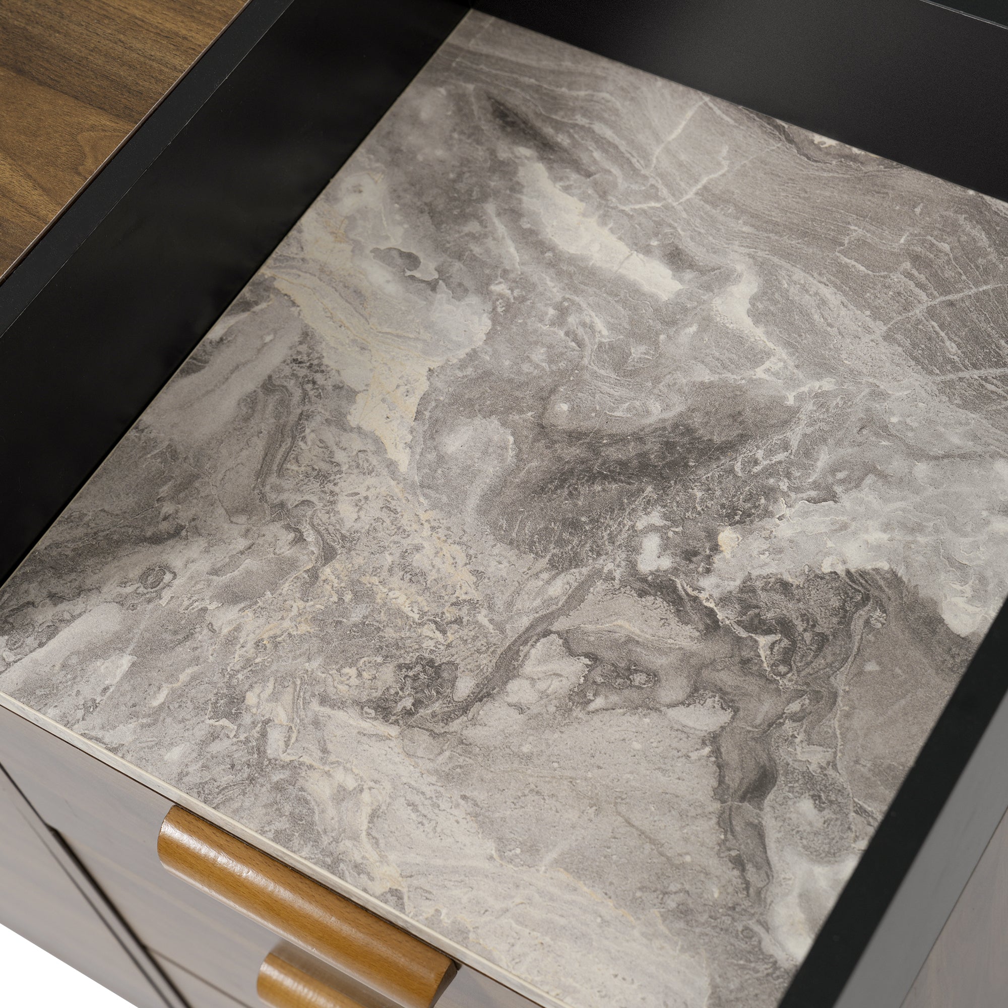 Logidon woonkamer ladekast eiken decor marmerlook blad 3 lades