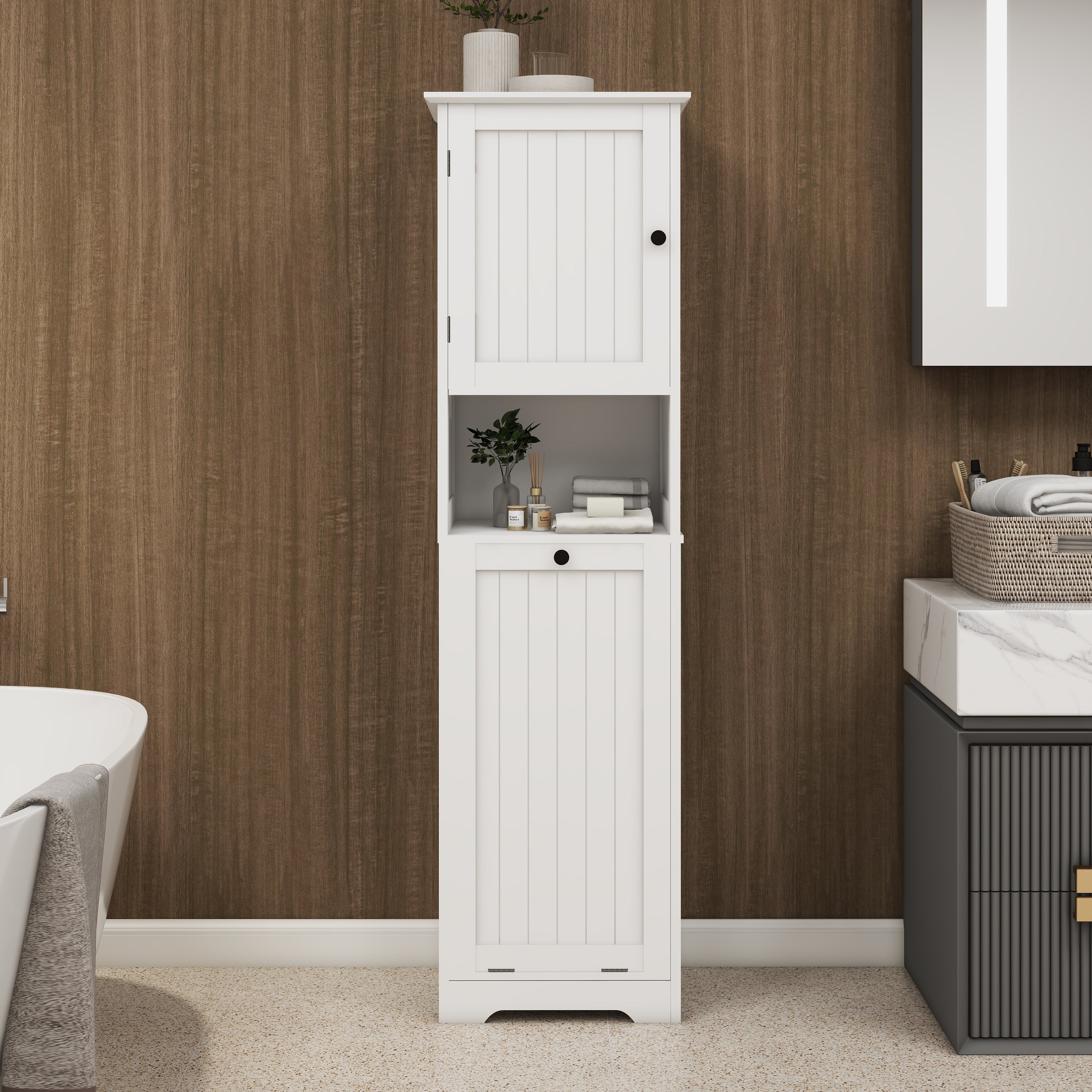 Logidon Witte wassorteerkast 140 cm kanteldeur met planken