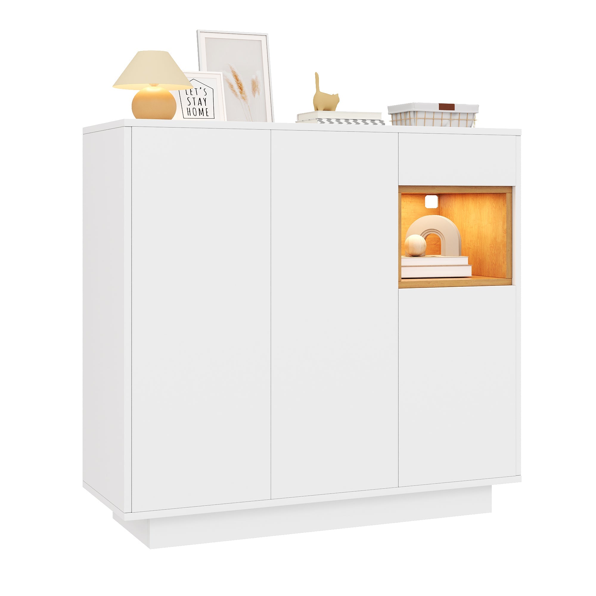 Logidon schoenenkast wit LED verlichting verstelbare planken 105x39,5x100,5 cm