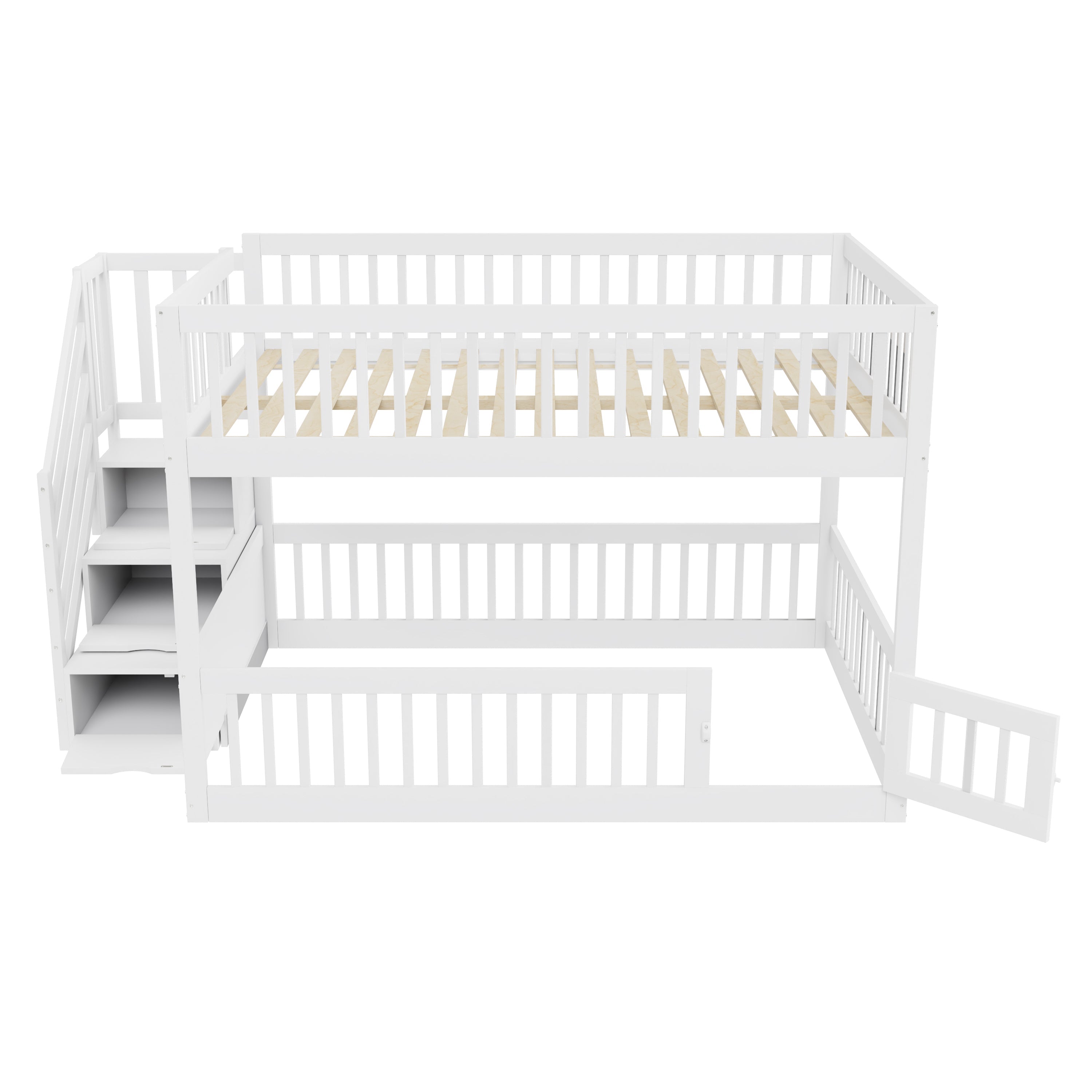 Logidon stapelbed 140x200 met trap en lades wit