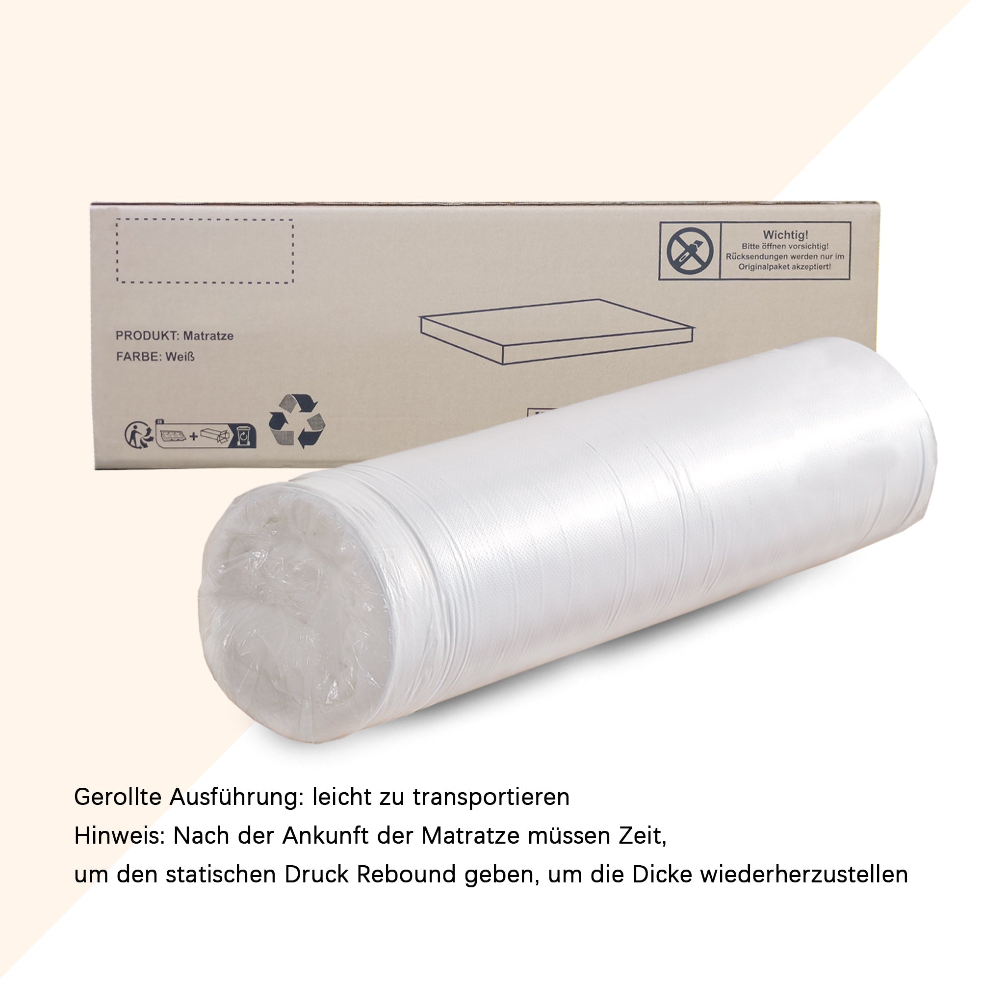Logidon Opvouwbaar Matras 140x200 Witte Honingraatstof Oeko-Tex