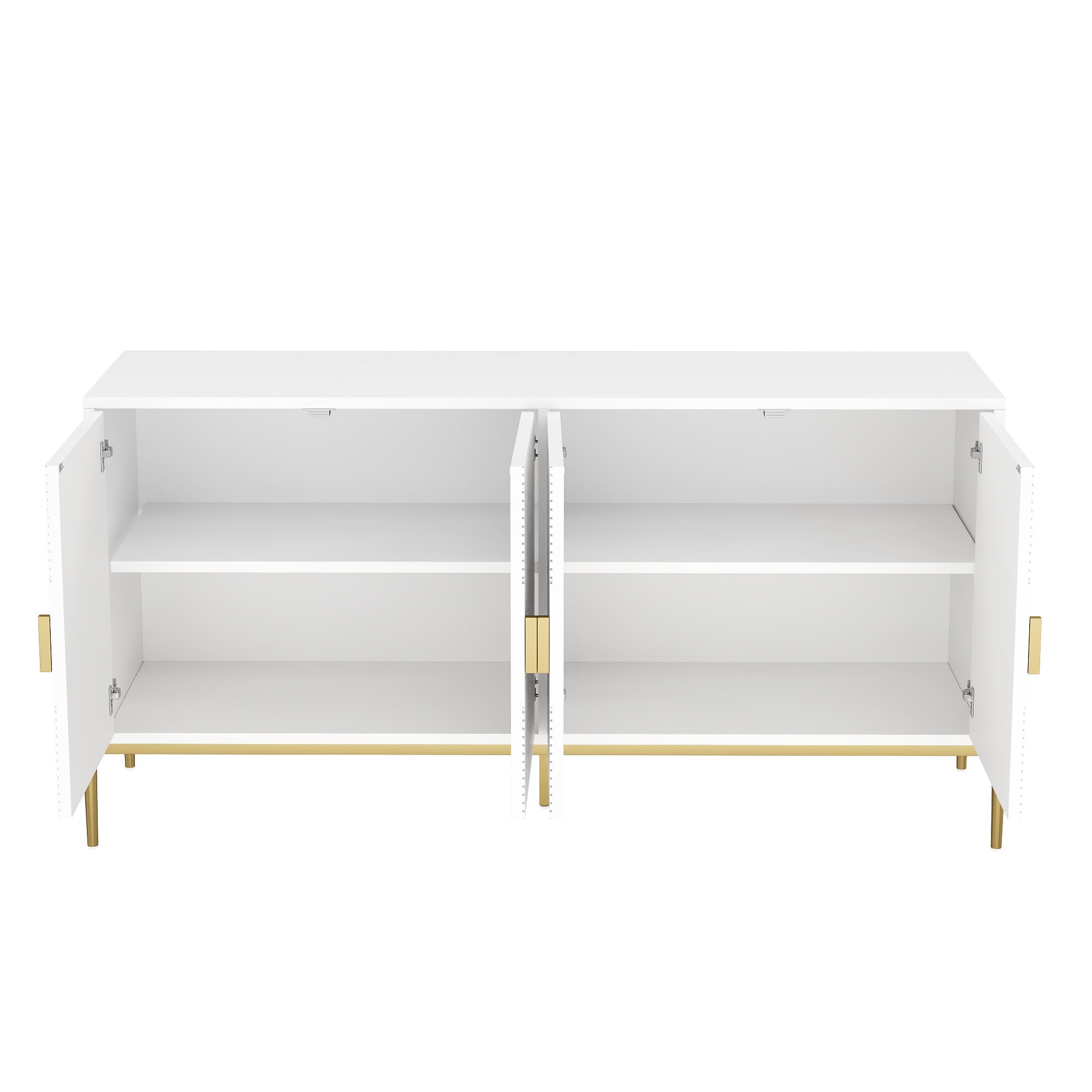 Logidon Modern dressoir wit met gouden details, 4 deuren, 162x40x80