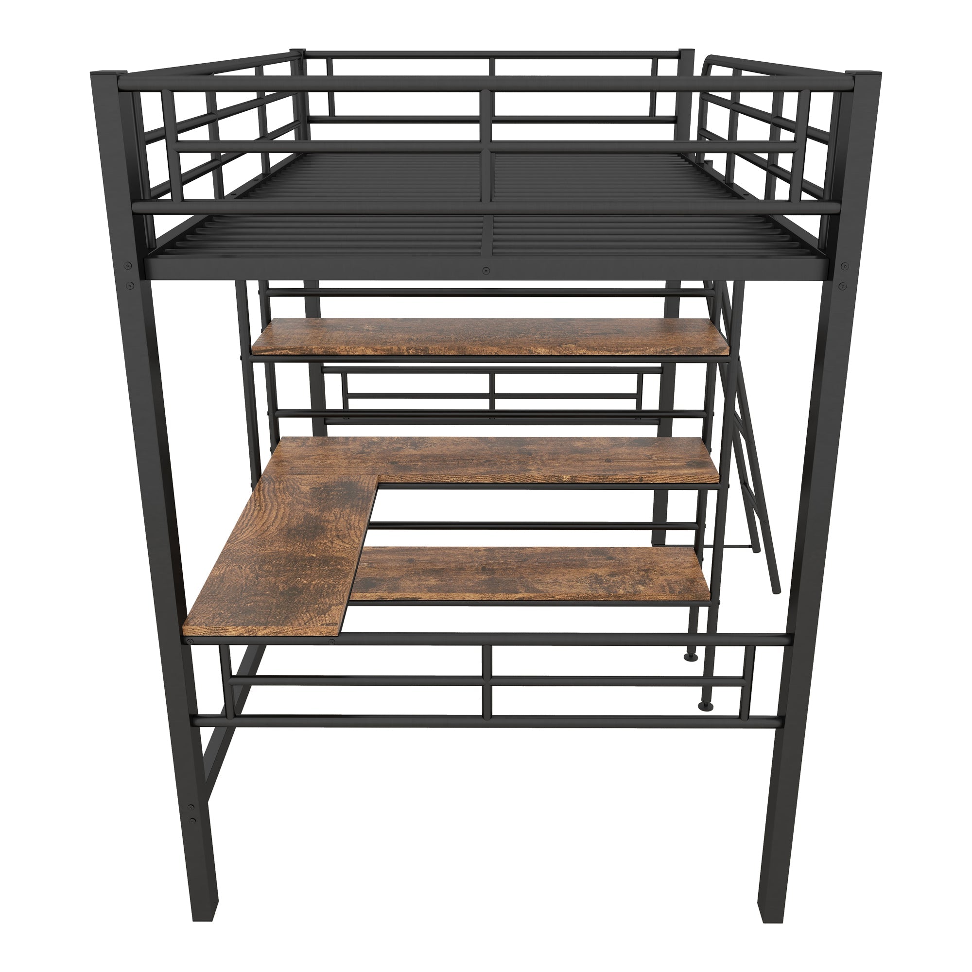 Logidon hoogslaper 90x200 cm met bureau, metalen frame zwart