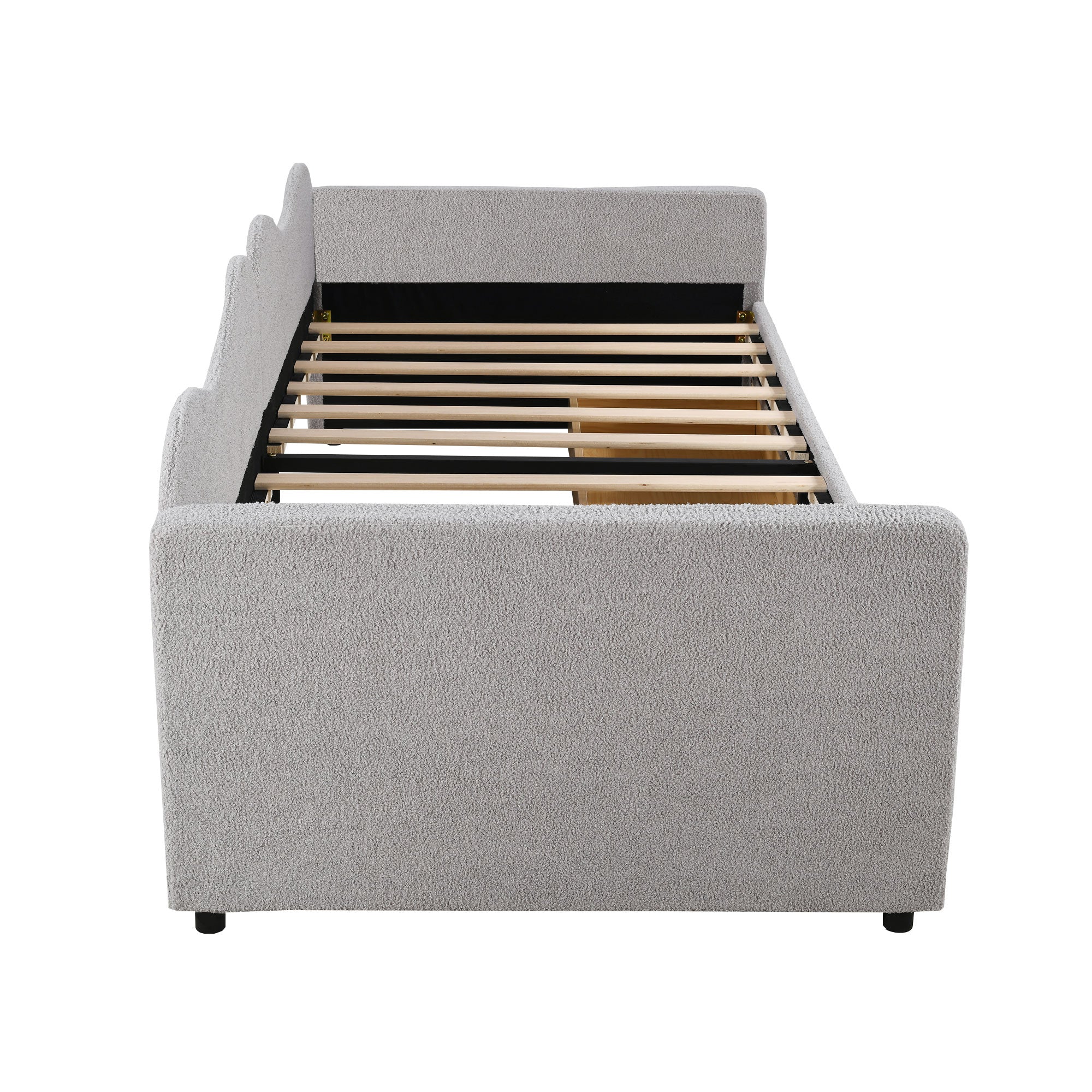 Logidon gestoffeerd bed 90x200 grijze slaapbank met 2 lades