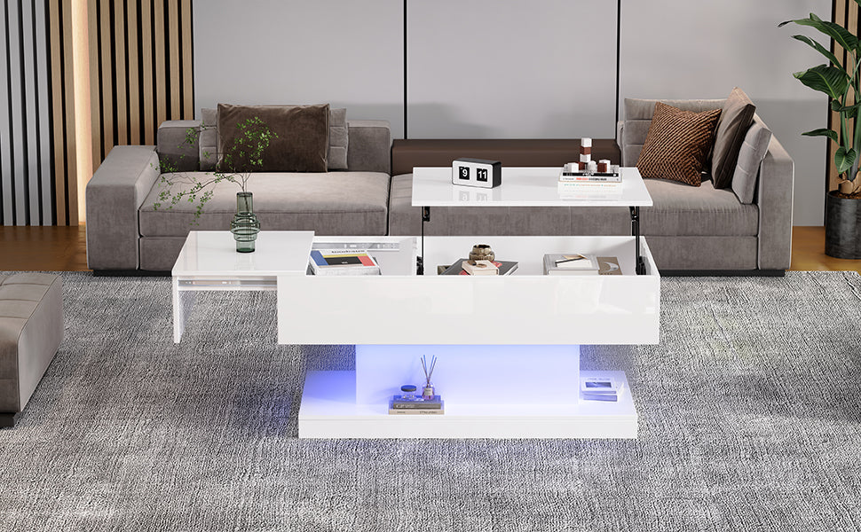 Logidon witte heftafel 100x50x45 met LED verlichting hydraulisch