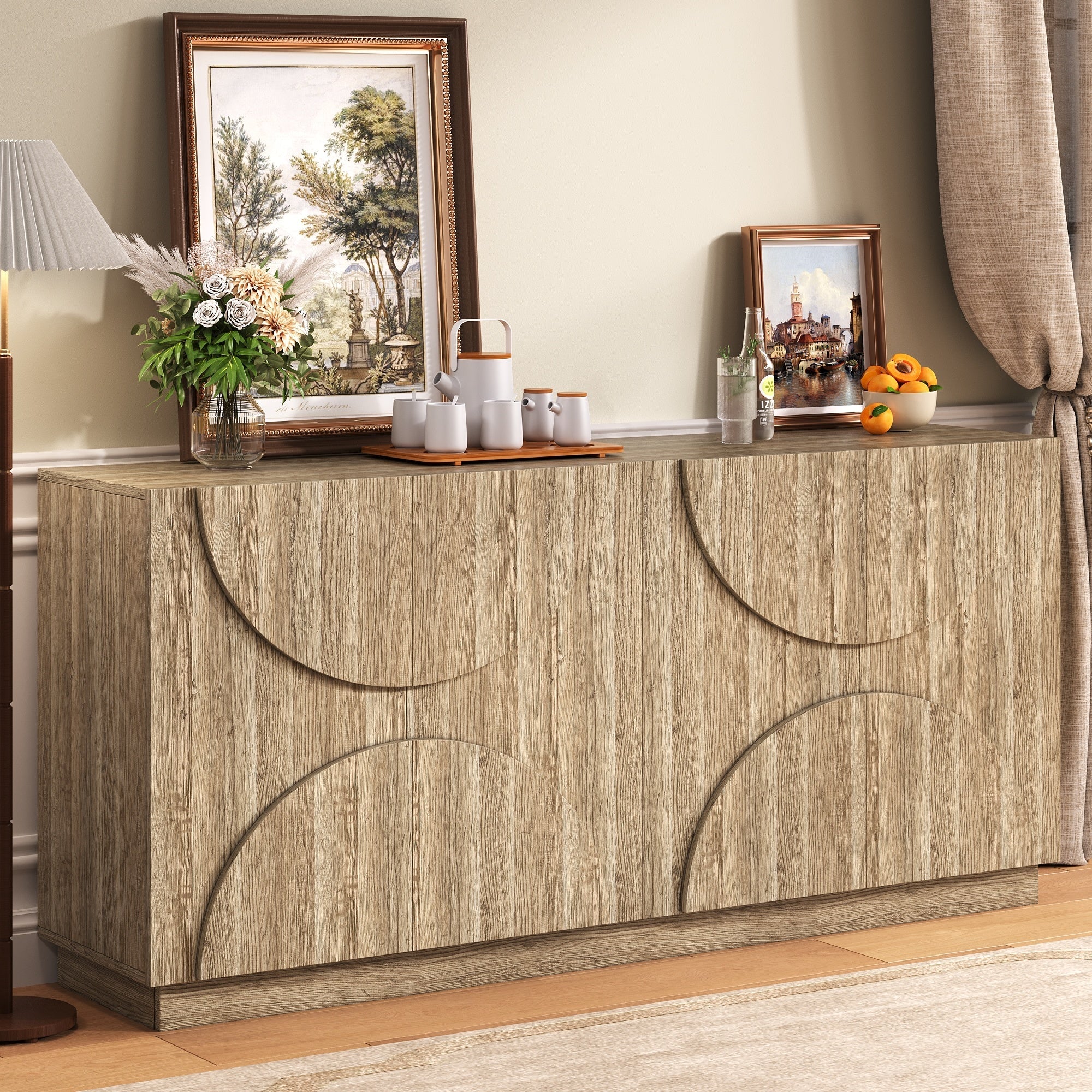 Logidon Dressoir 160x40x80 cm naturel hout met deuren en soft close