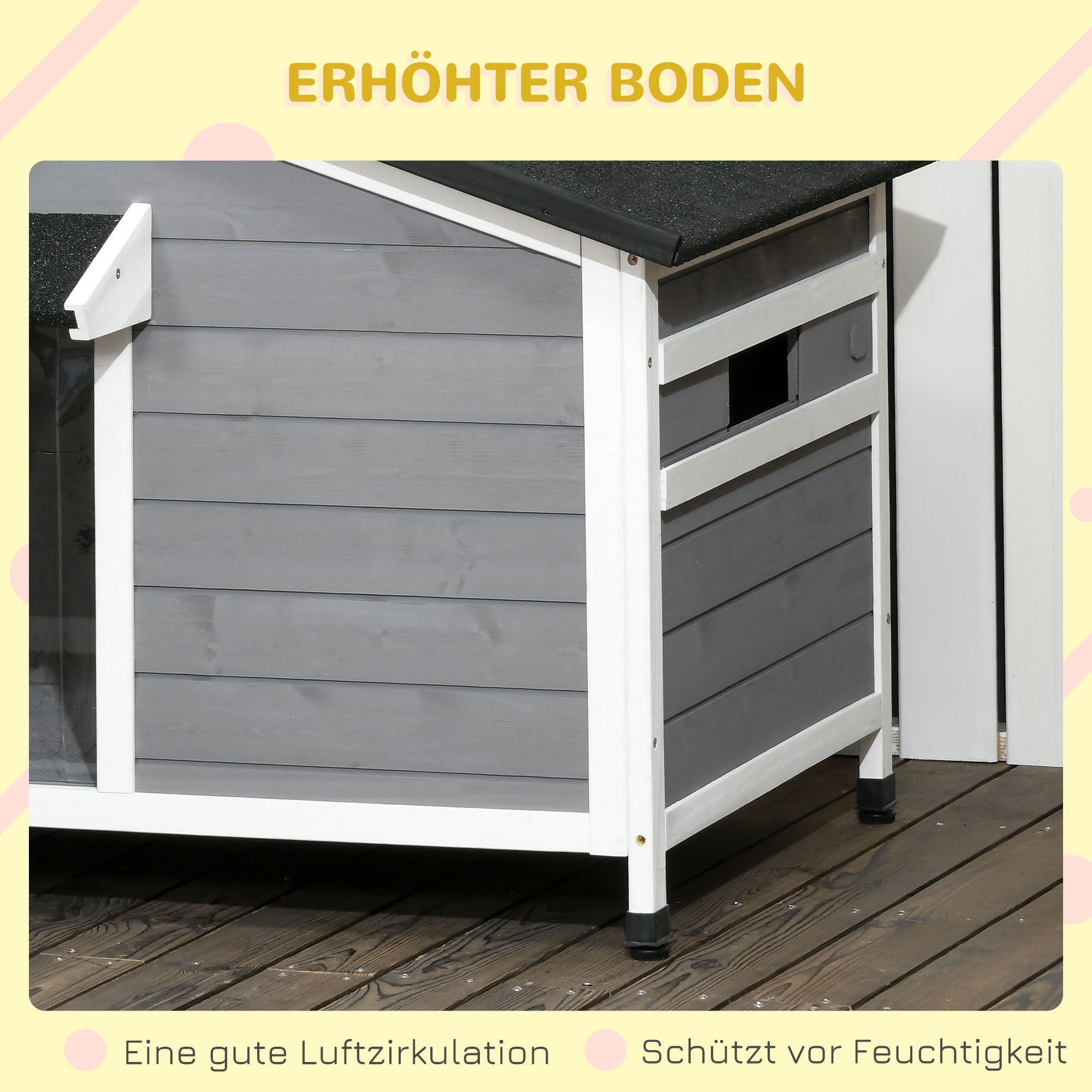 Logidon Dog Kennel Made of Fir Wood Weatherproof Roof Opening 109x79x72 Cm