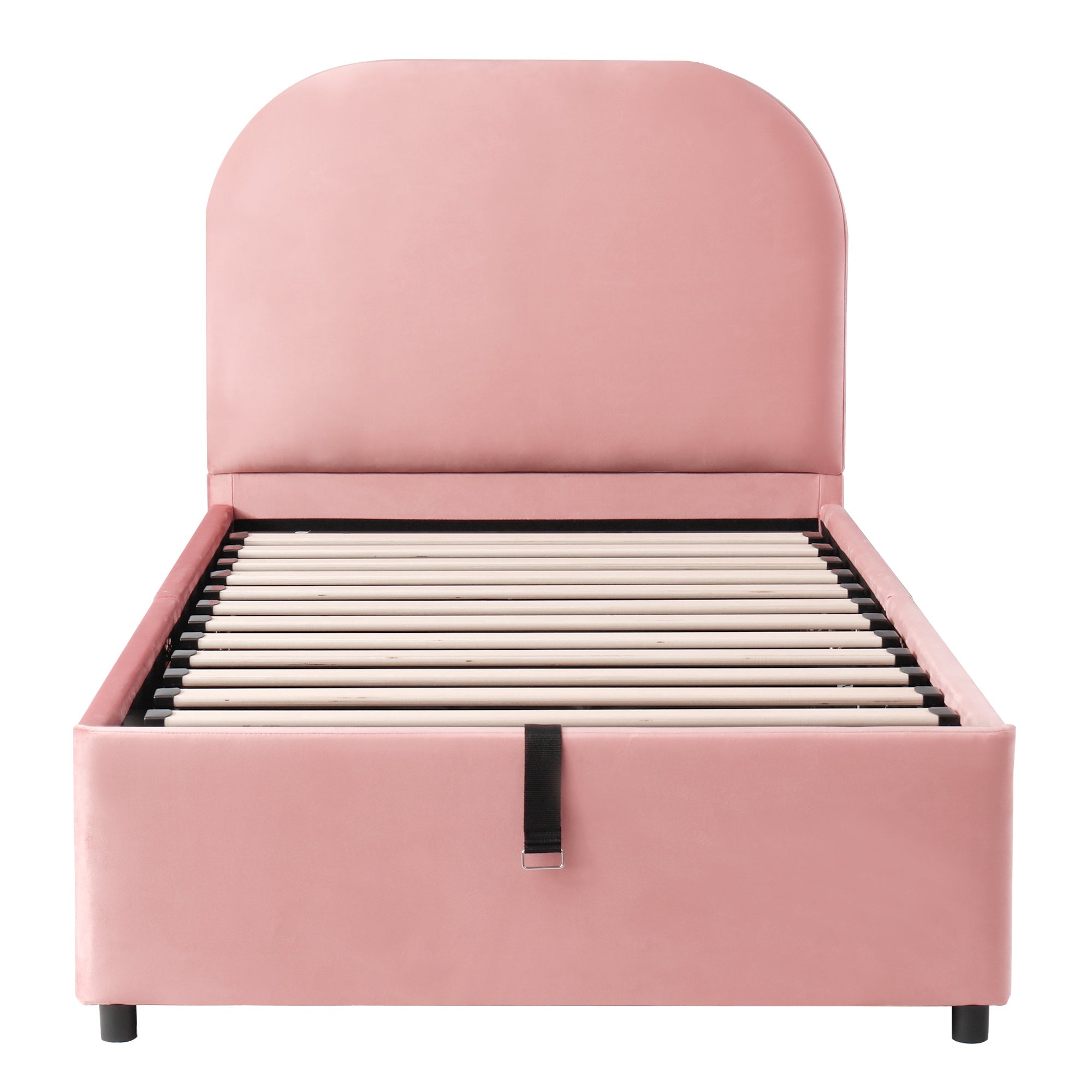Logidon gestoffeerd bed 90x200 roze hydraulisch met opbergruimte fluweel