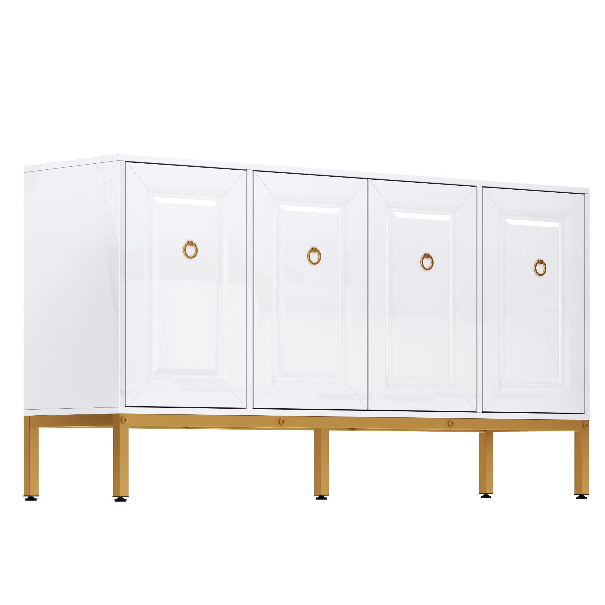 Logidon dressoir hoogglans wit 140x80x40 cm gouden handgrepen