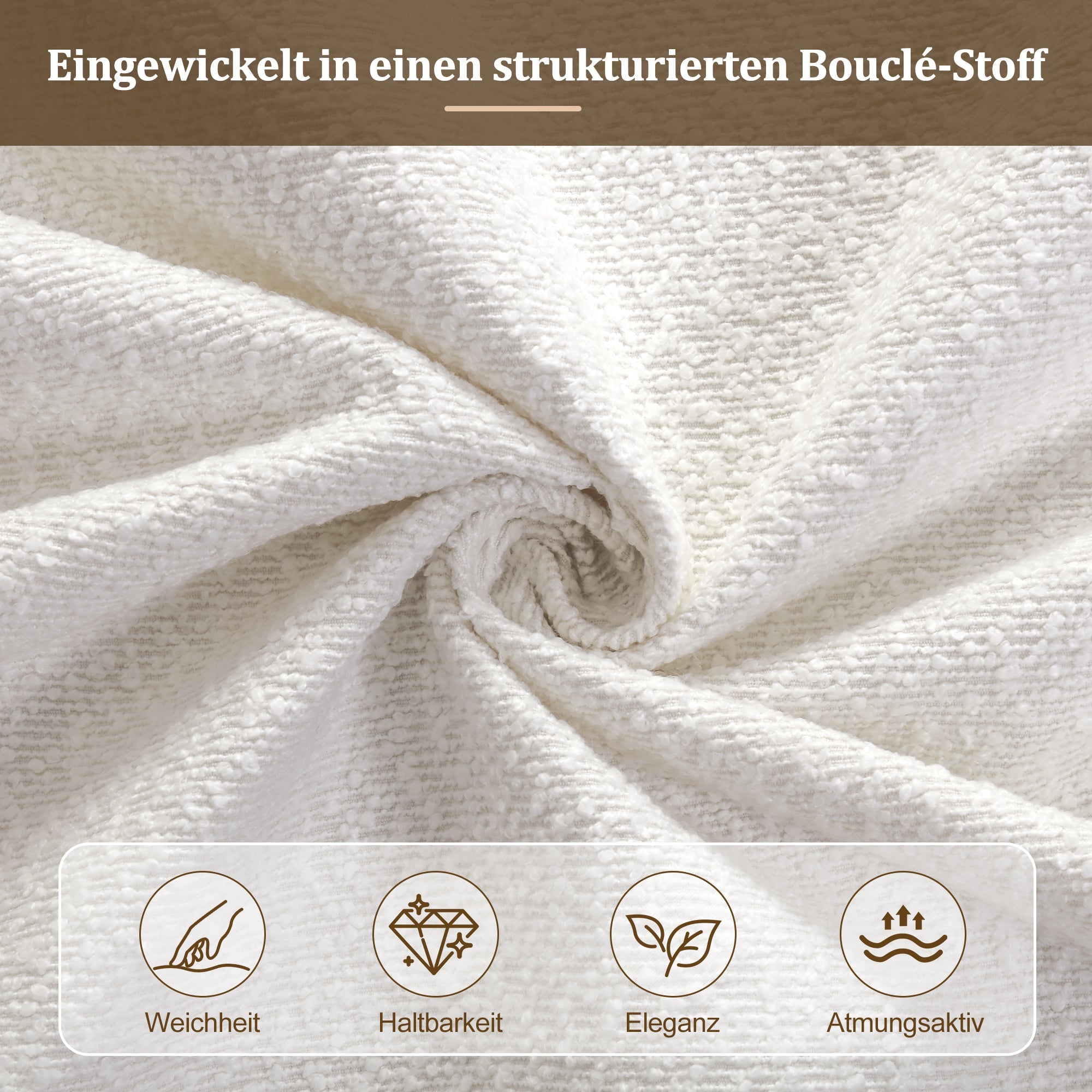 Logidon gestoffeerd bed 180x200 cm met opbergruimte en hydrauliek beige bouclé