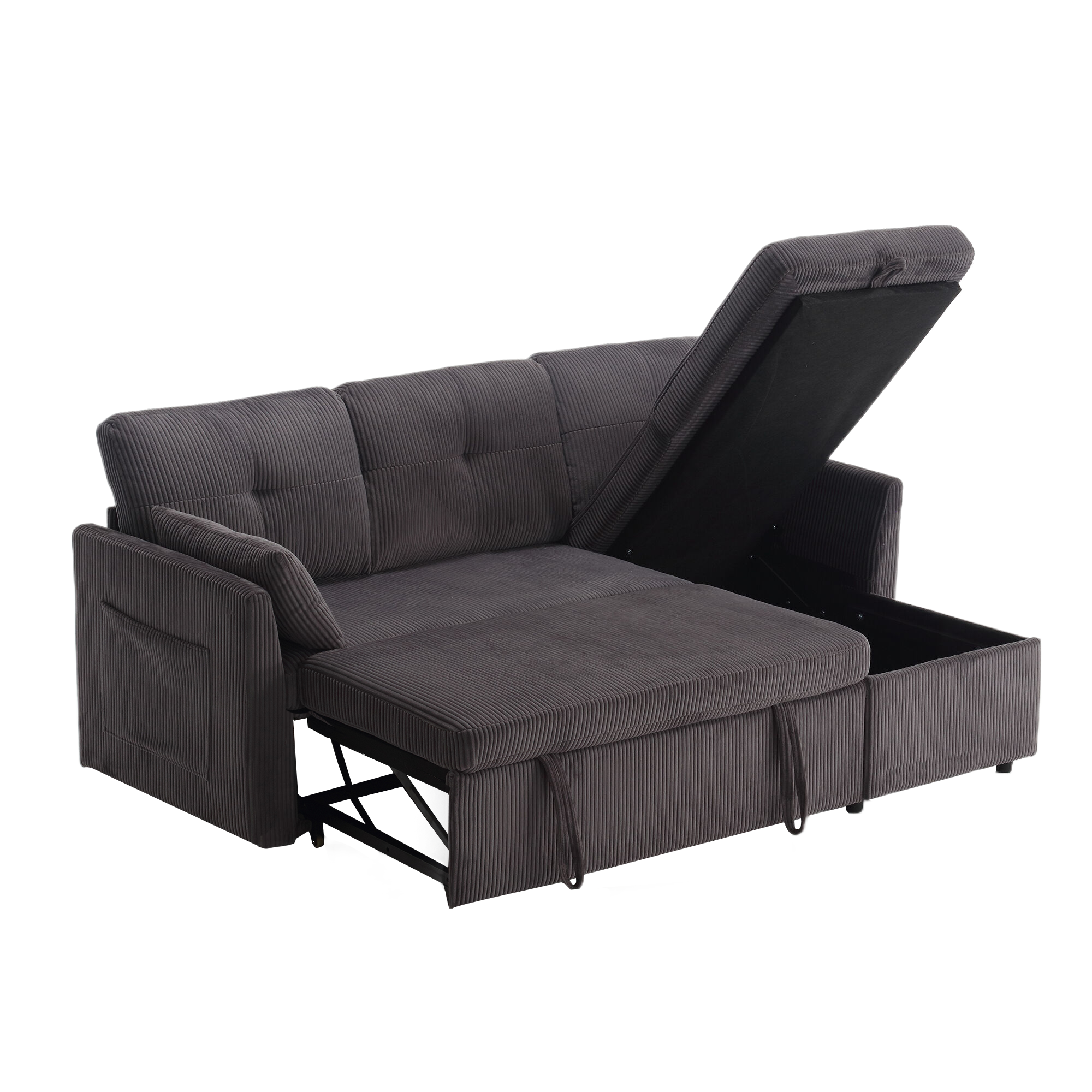 Logidon Sofa Bed With Storage Space Dark Gray Modular Corner Sofa