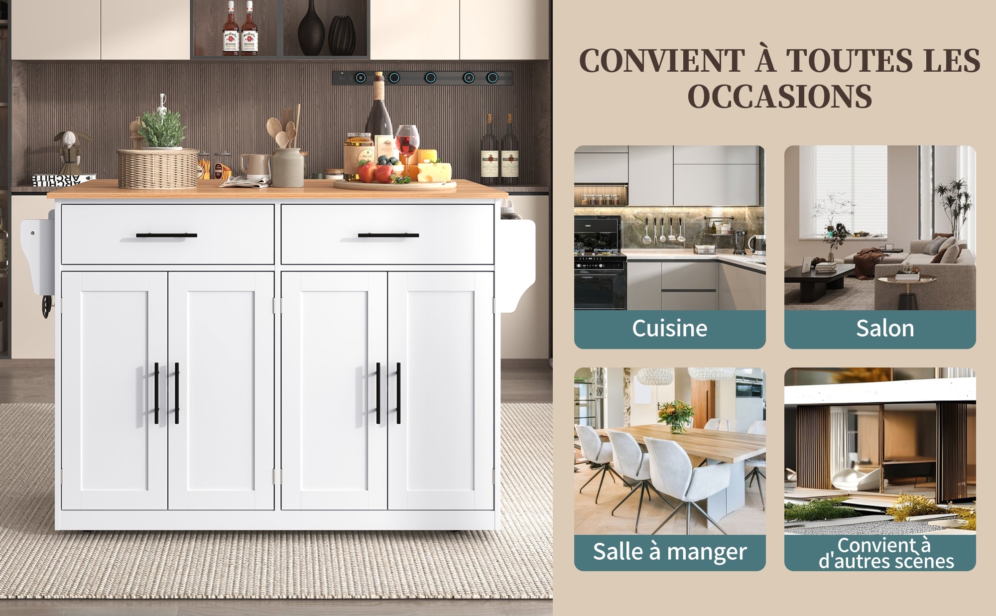 Logidon serving trolley with folding table top white 120x71x91 cm