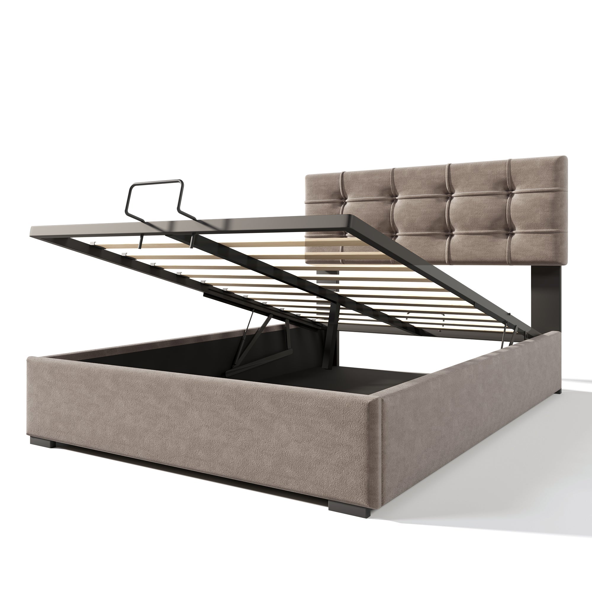 Logidon hydraulisch gestoffeerd bed 140x200 cm, verstelbaar hoofdeinde, lichtgrijs