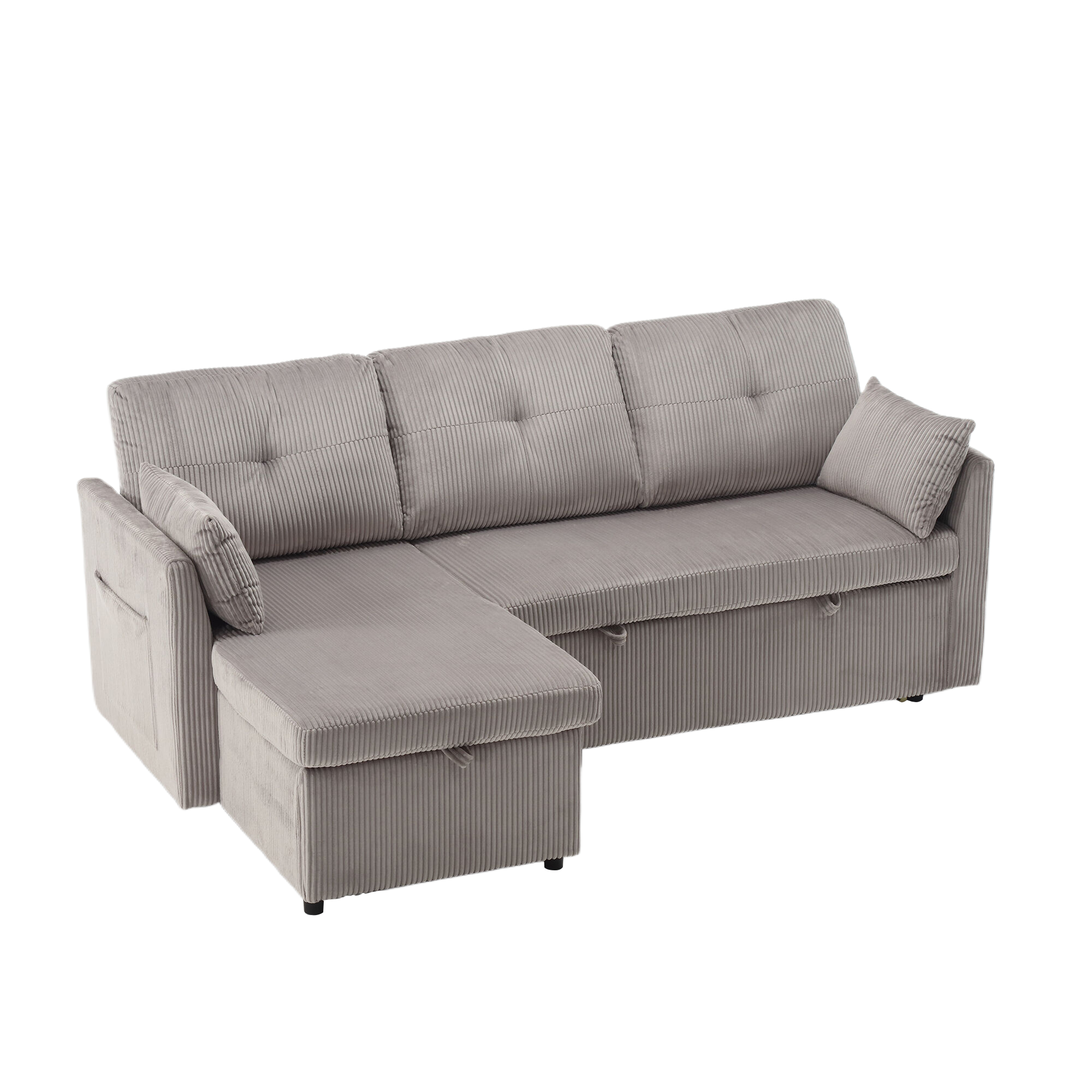 Logidon Modulaire Hoekbank Fluweel Donkergrijs Met Uitschuifbaar Bed