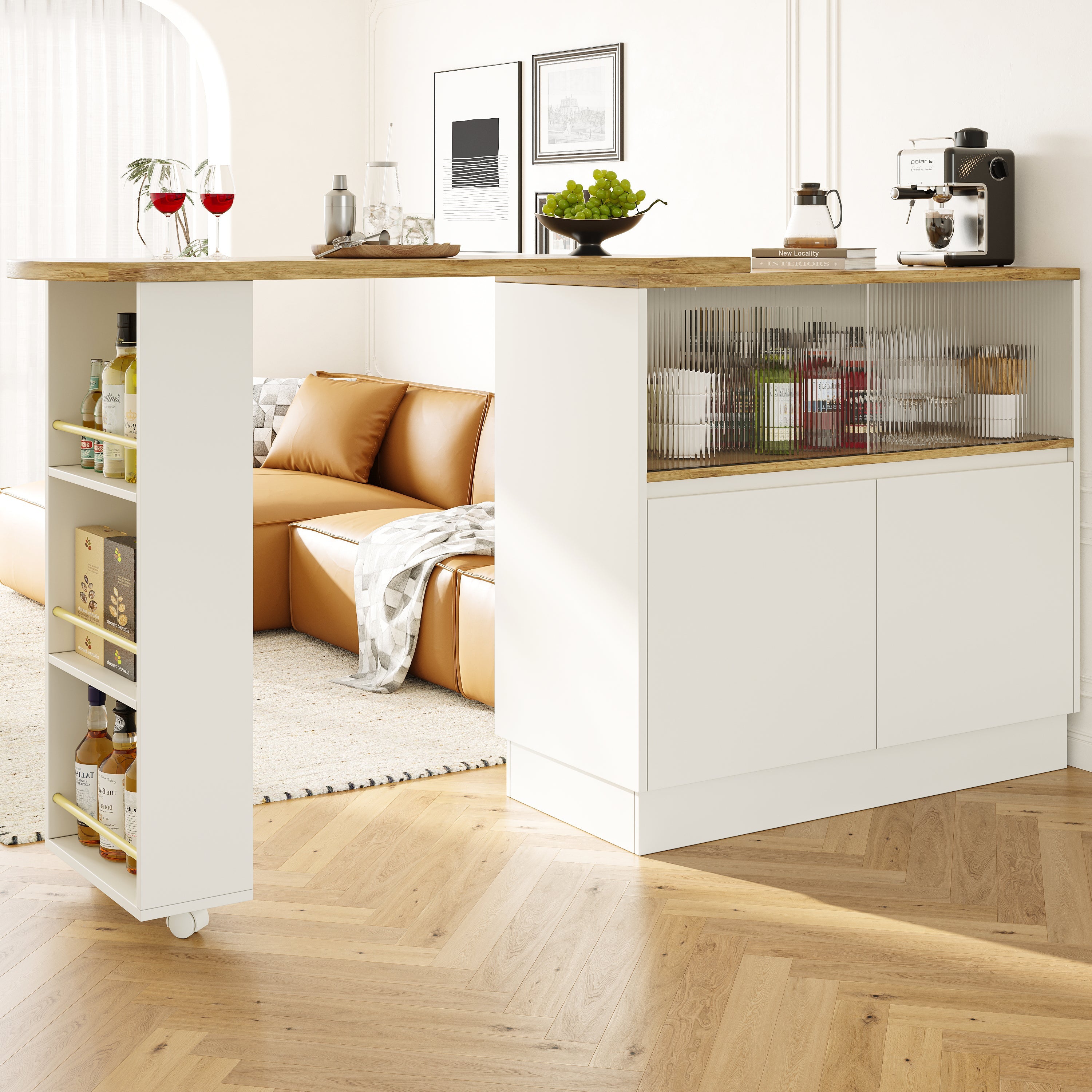 Logidon 360° draaibaar dressoir wit 90×45×100 cm glazen schuifdeur