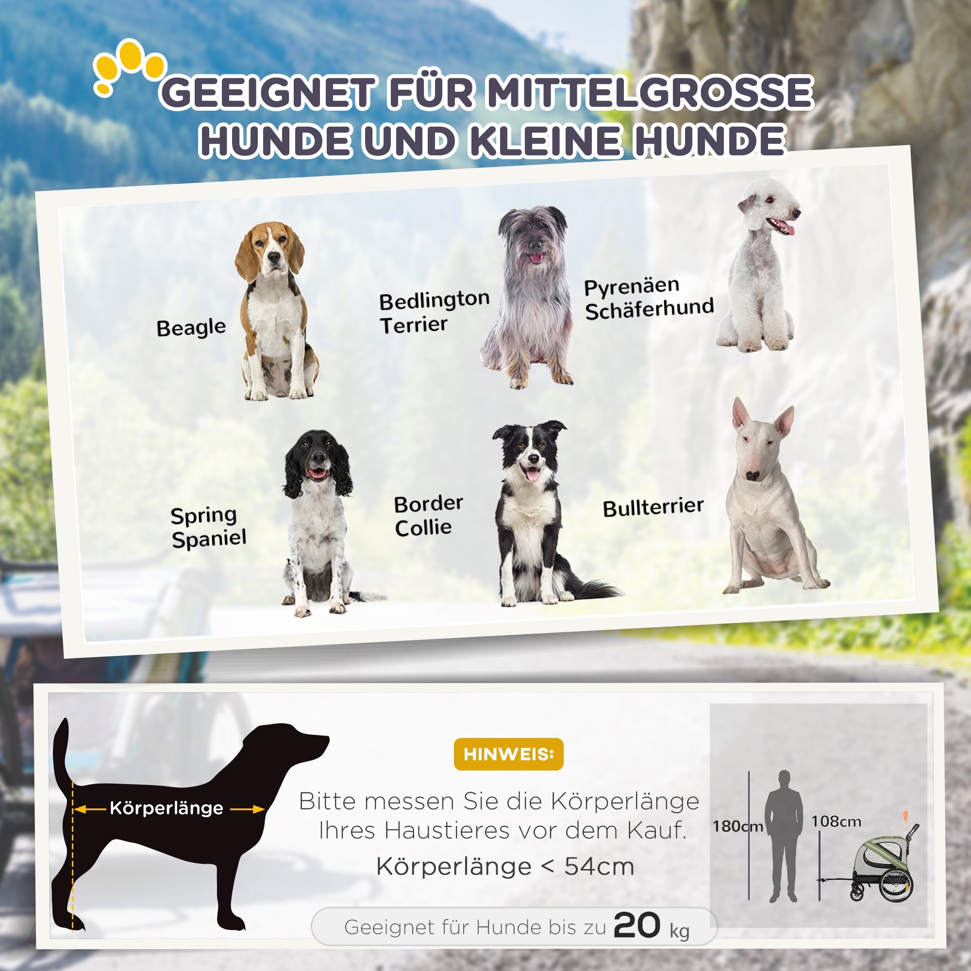 Logidon PawHut 2 in 1 hondenkar buggy groen voor middelgrote honden