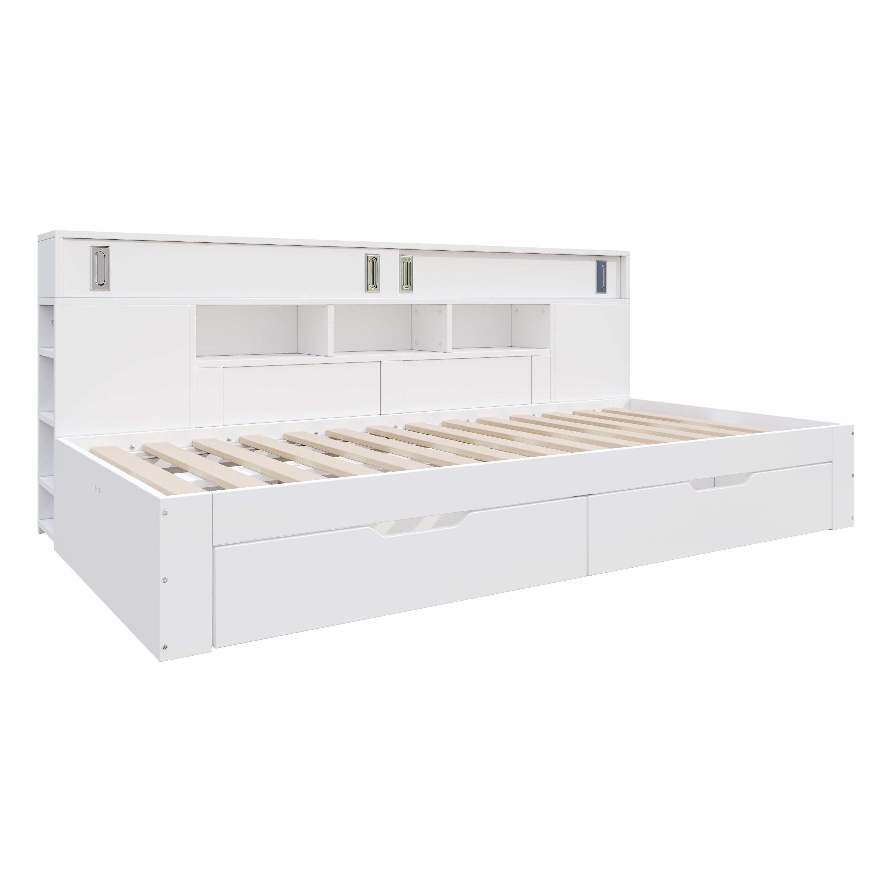 Logidon Kinderbed 90x190 cm Wit met Opberglades en Plank