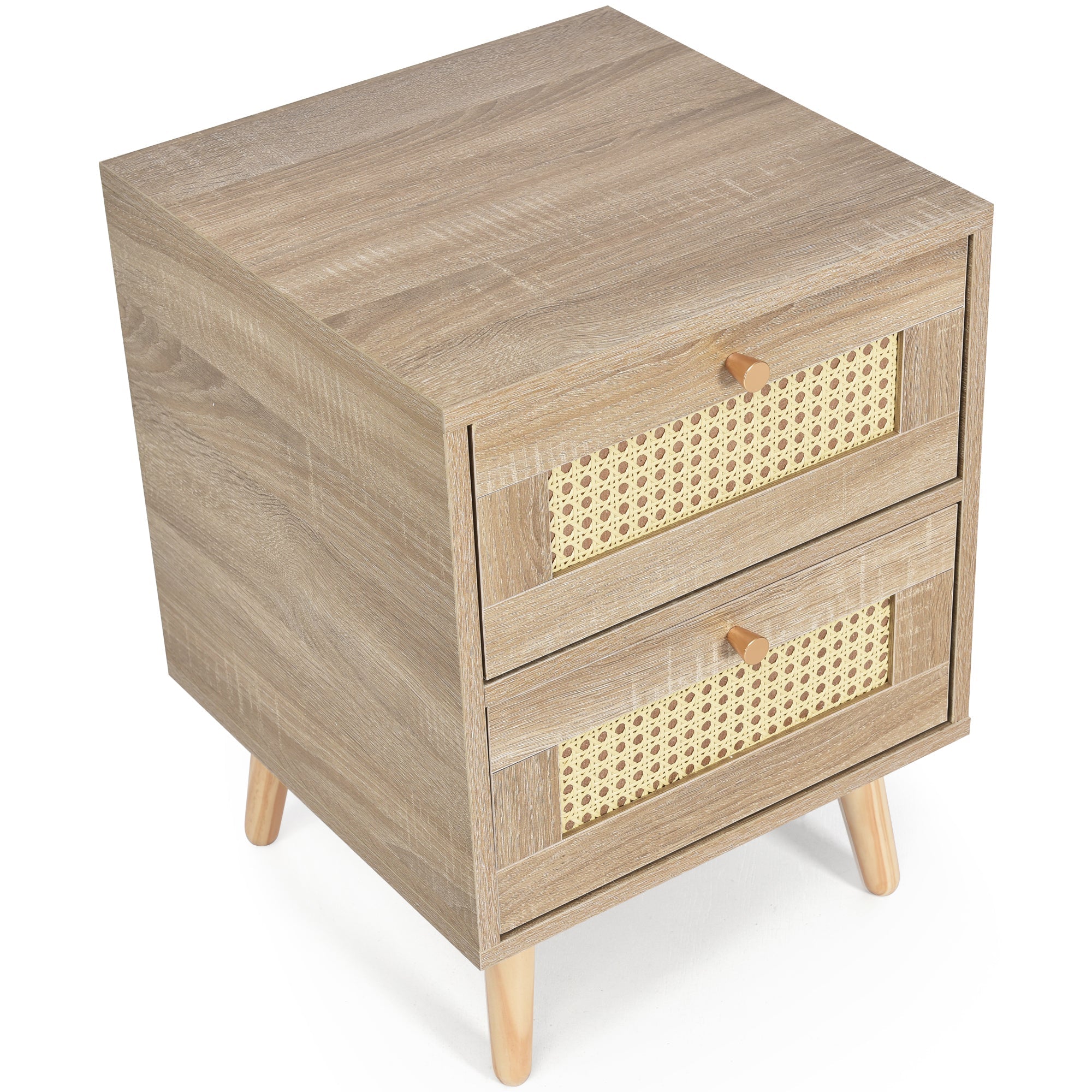 Logidon Nachtkastje eiken rotan 2 lades 55x40x40 cm
