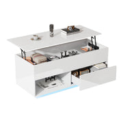 Logidon hoogglans hefsalontafel 100 x 50 cm witte LED-verlichting
