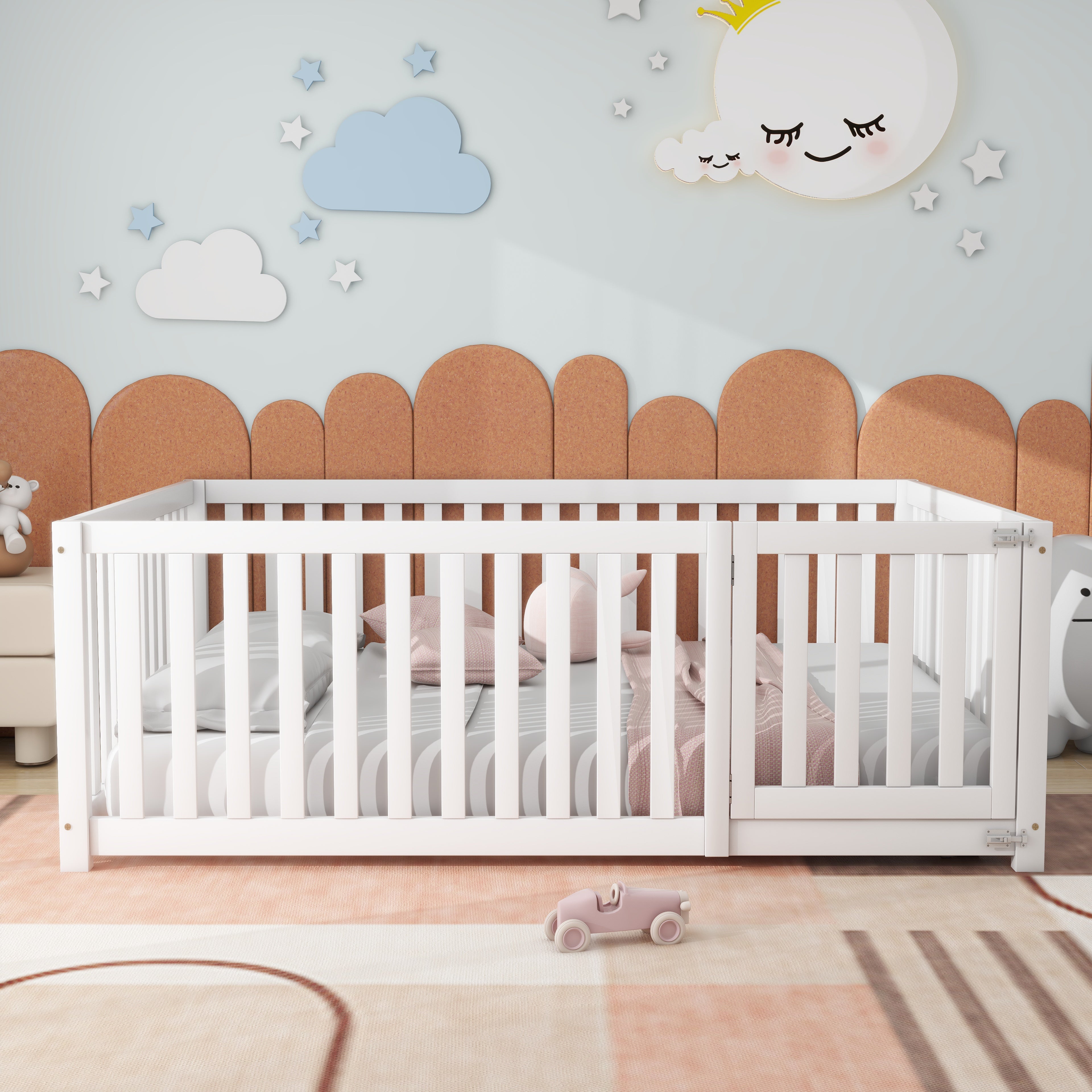 Logidon Children's Bed 140x200 White With Door and Fence