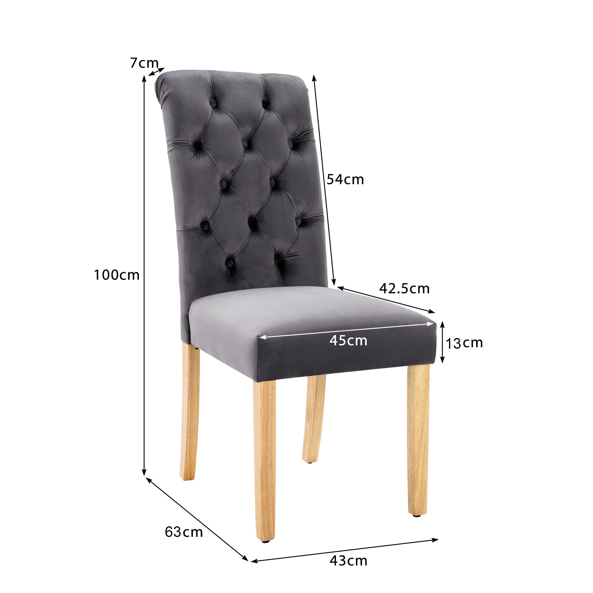 Logidon Velvet Dining Chairs Set of 4 Gray Oak Legs Button Chic