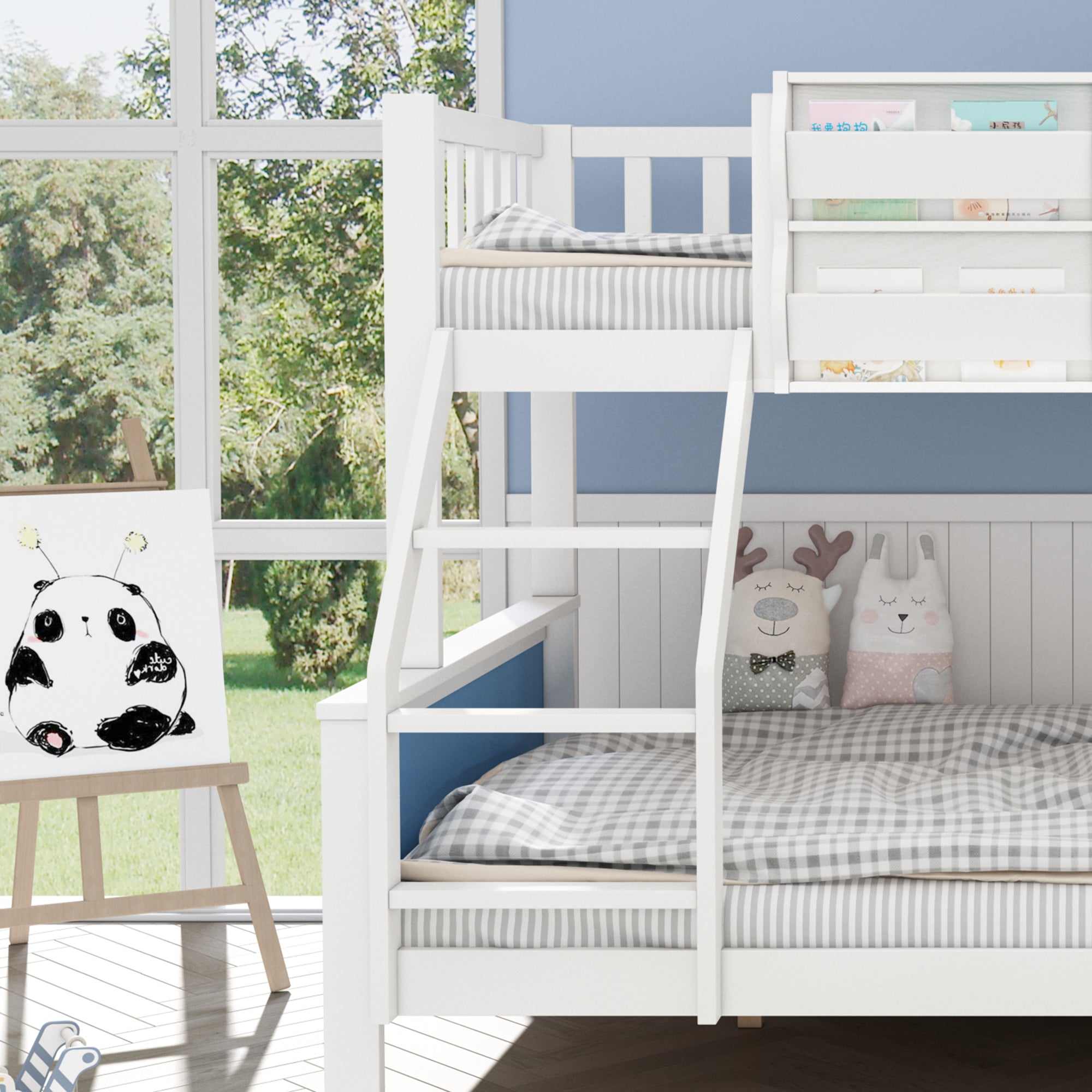 Logidon stapelbed kinderbed met opbergruimte 90x200/120x200 wit-blauw
