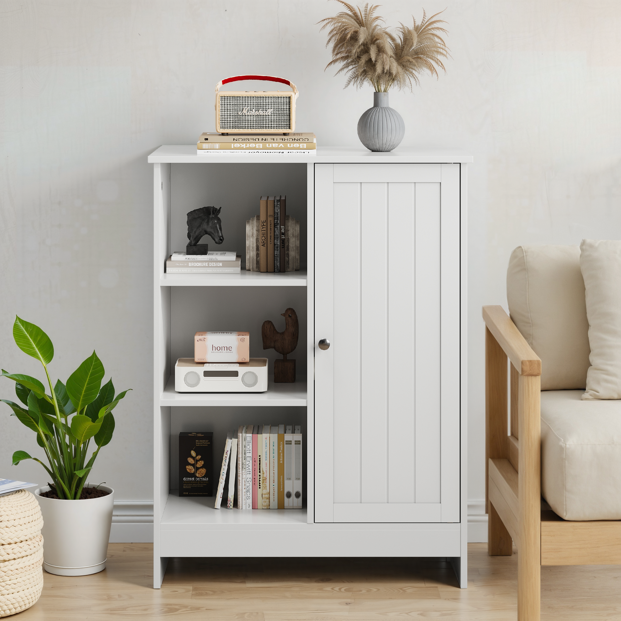 Logidon badkamermeubel wit 60x30x80 cm met 1 deur en 3 vakken