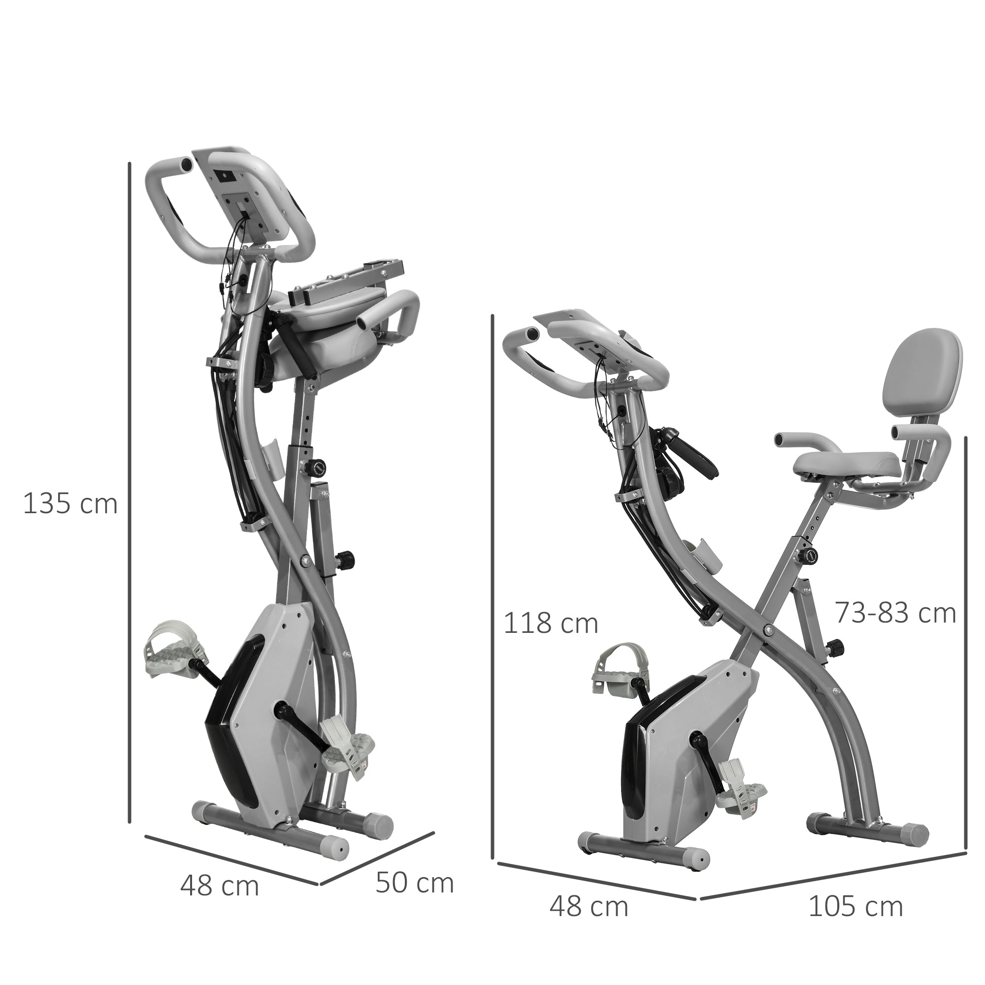 Logidon HOMCOM X-Bike 2-in-1 fietstrainer Opvouwbaar grijs LCD-display