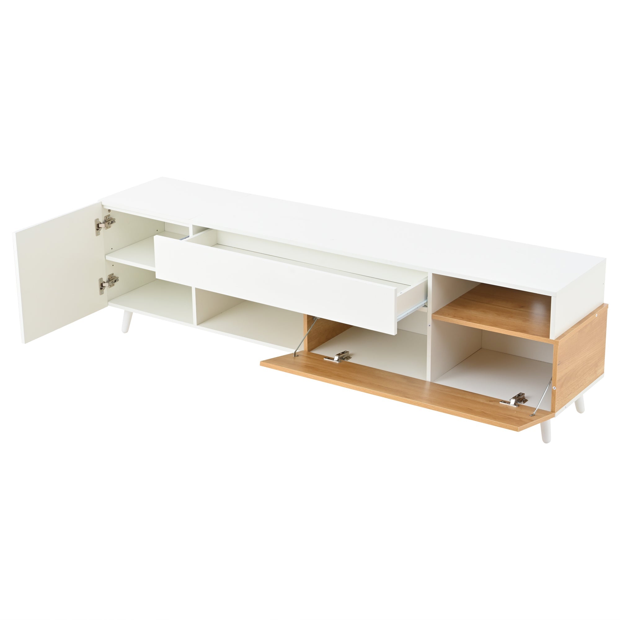 Logidon TV-meubel 180x38x50 cm witte houtlook deur en lade