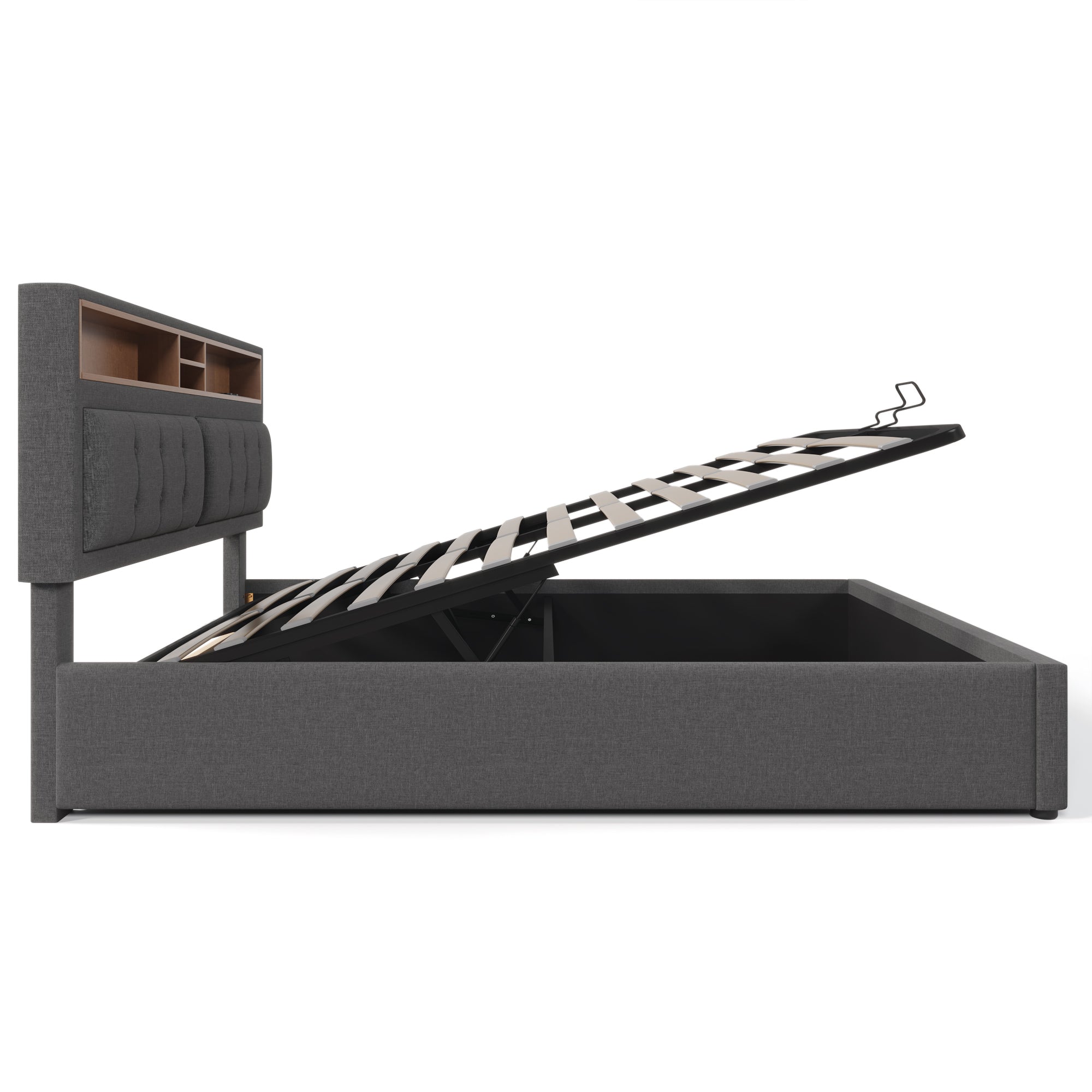 Logidon gestoffeerd bed 140x200 USB C oplaadfunctie grijs