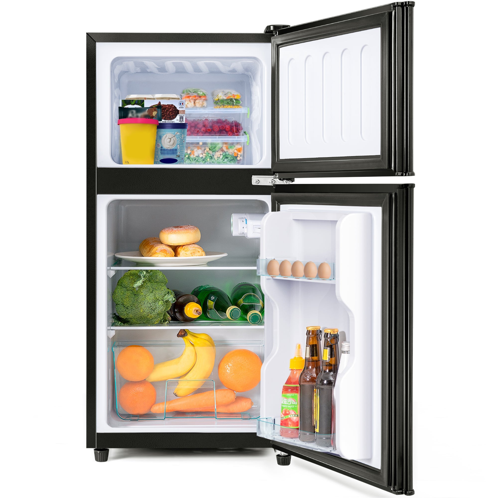Logidon koel-vriescombinatie dubbele deur 86,8 cm hoog premium zwart
