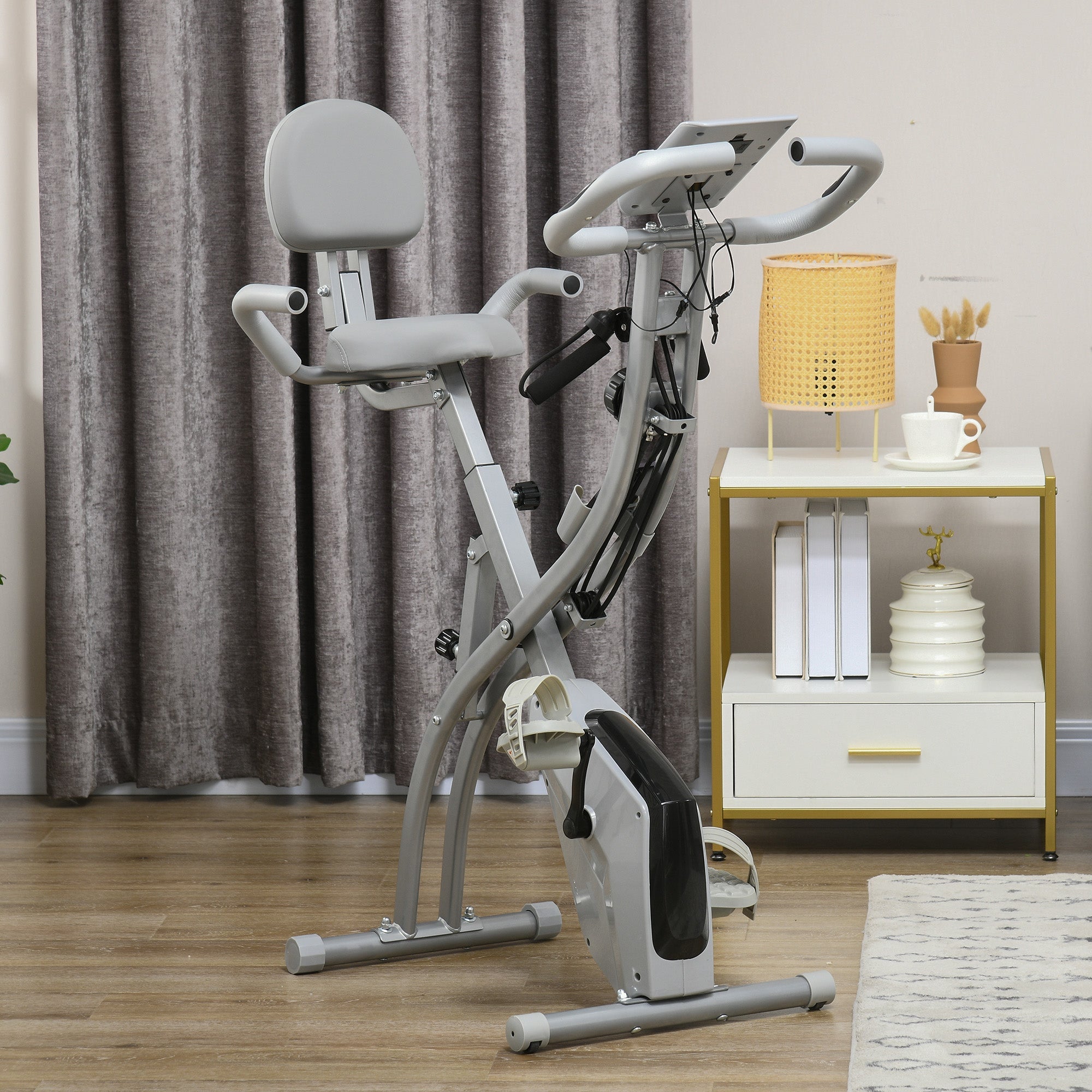 Logidon HOMCOM X-Bike 2-in-1 fietstrainer Opvouwbaar grijs LCD-display