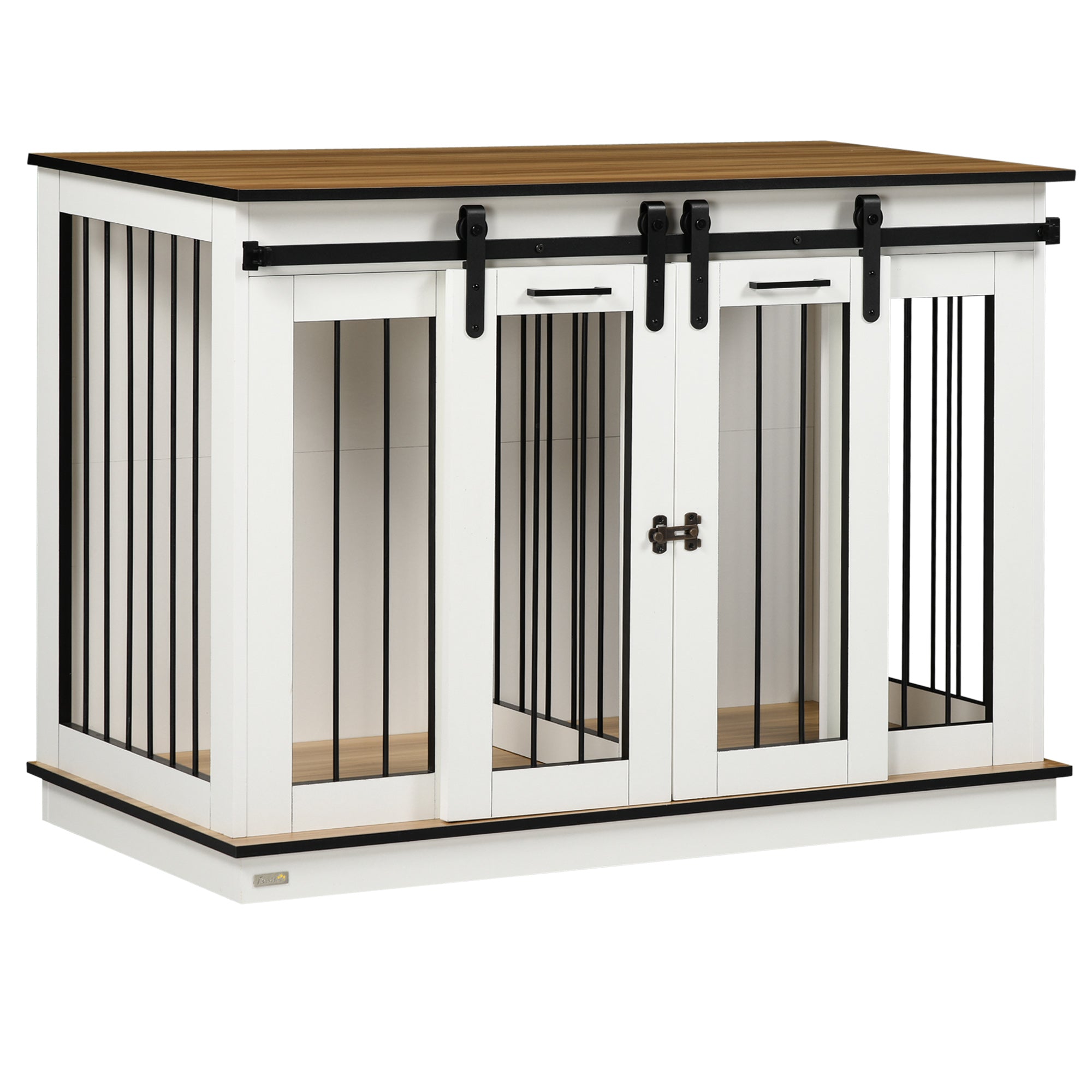Logidon hondenkooi wit 120x60x88,5 cm - tweekameroptie, dubbele deuren