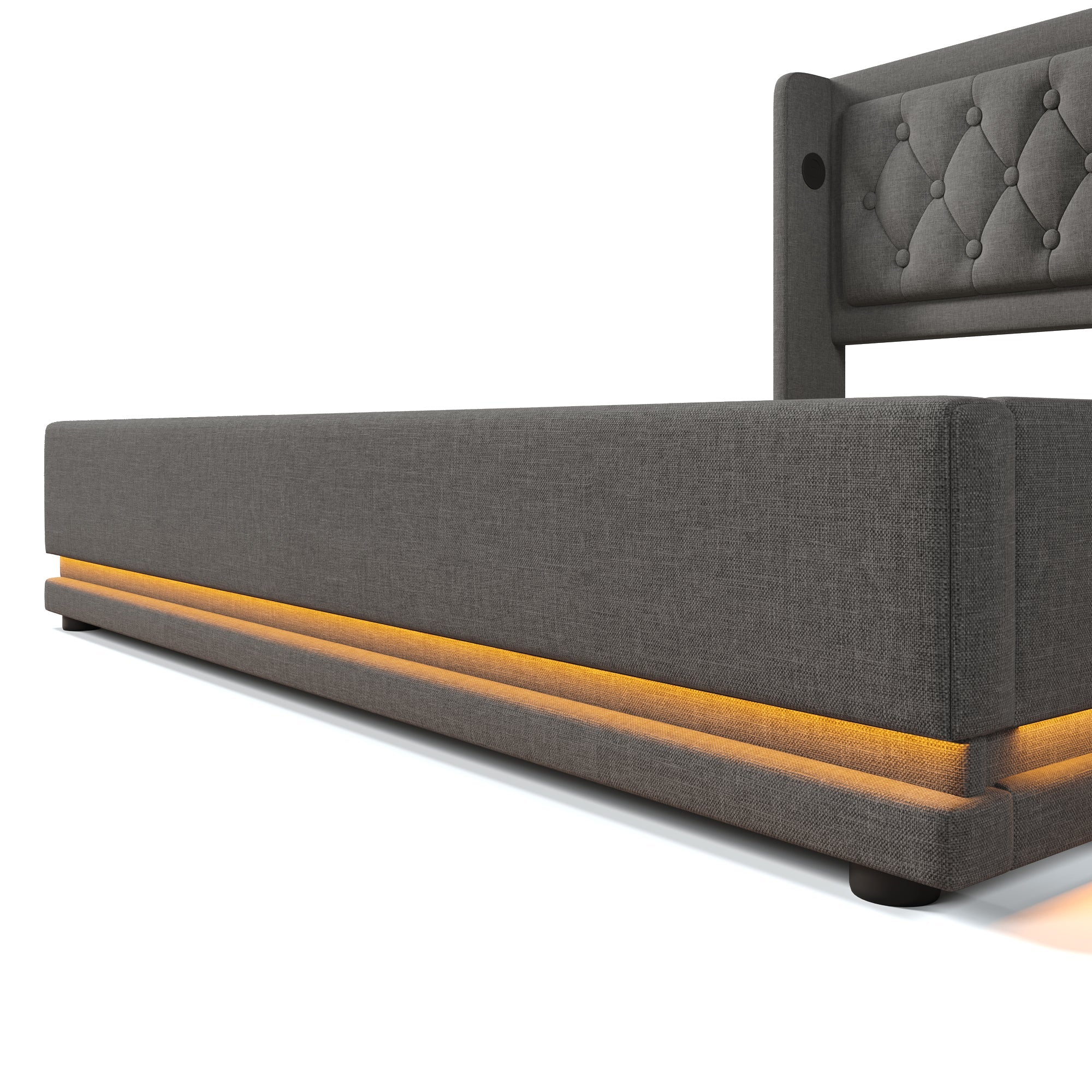 Logidon gestoffeerd bed 160x200 cm grijs fluweel opbergruimte USB-C oplaadfunctie