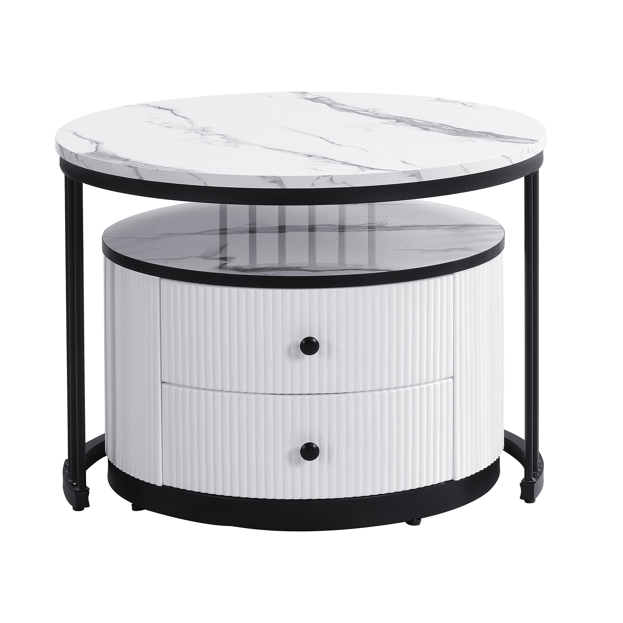 Logidon Elegante salontafelset in nestvorm wit 60x60 en 50x50