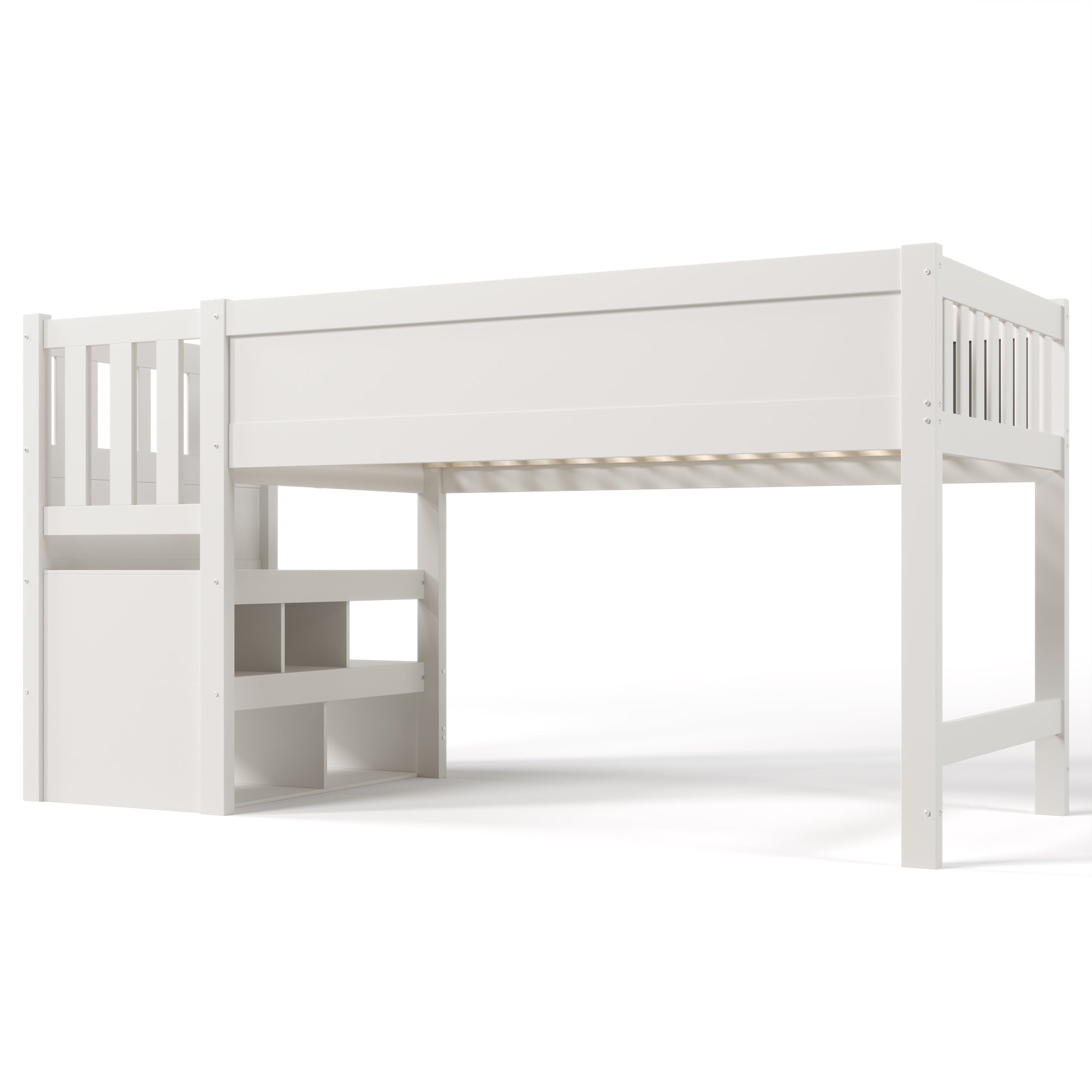Logidon hoogslaper 90x200 kinderbed met whiteboard wit