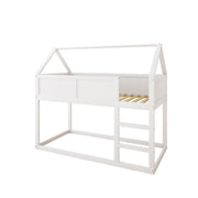 Logidon stapelbed kinderbed 90x200 cm wit met massief houten trap