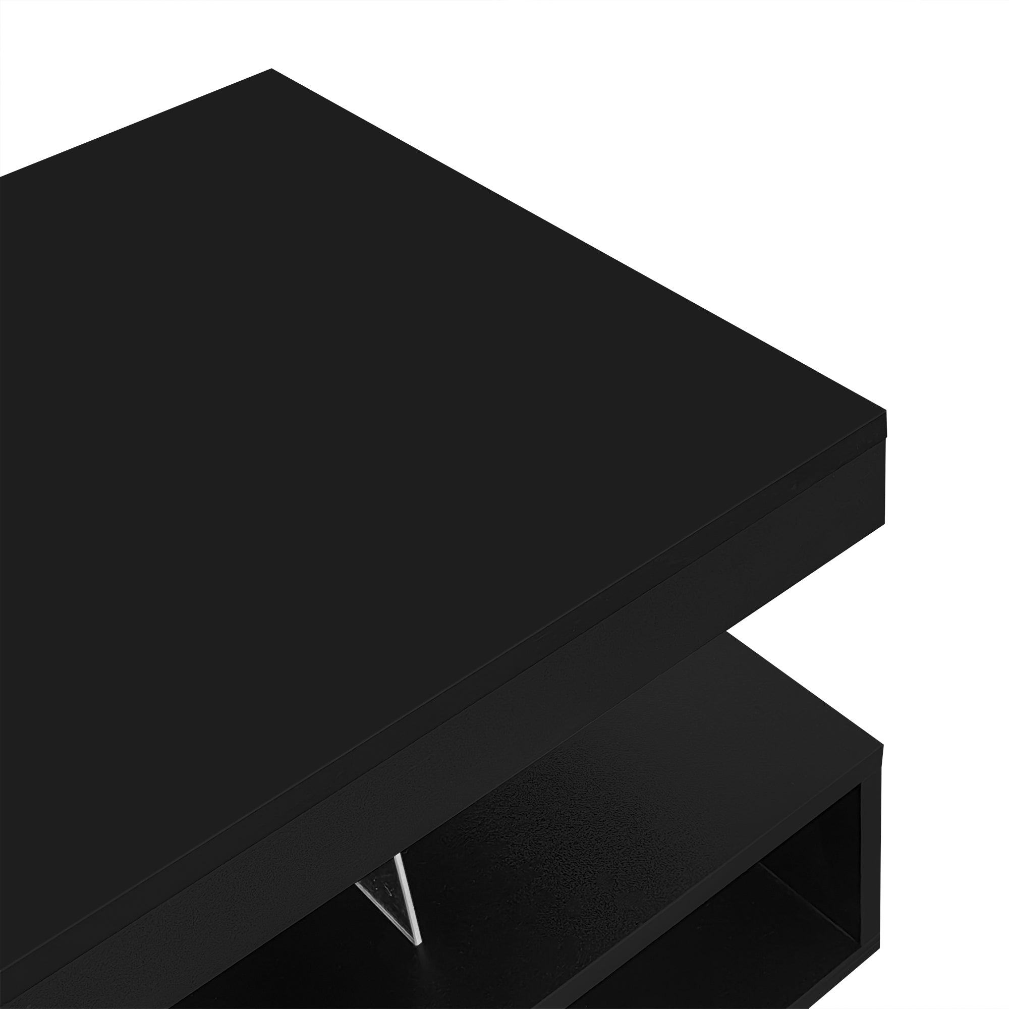 Logidon hoogglans salontafel zwart 95x50x42,5 cm glazen bladen