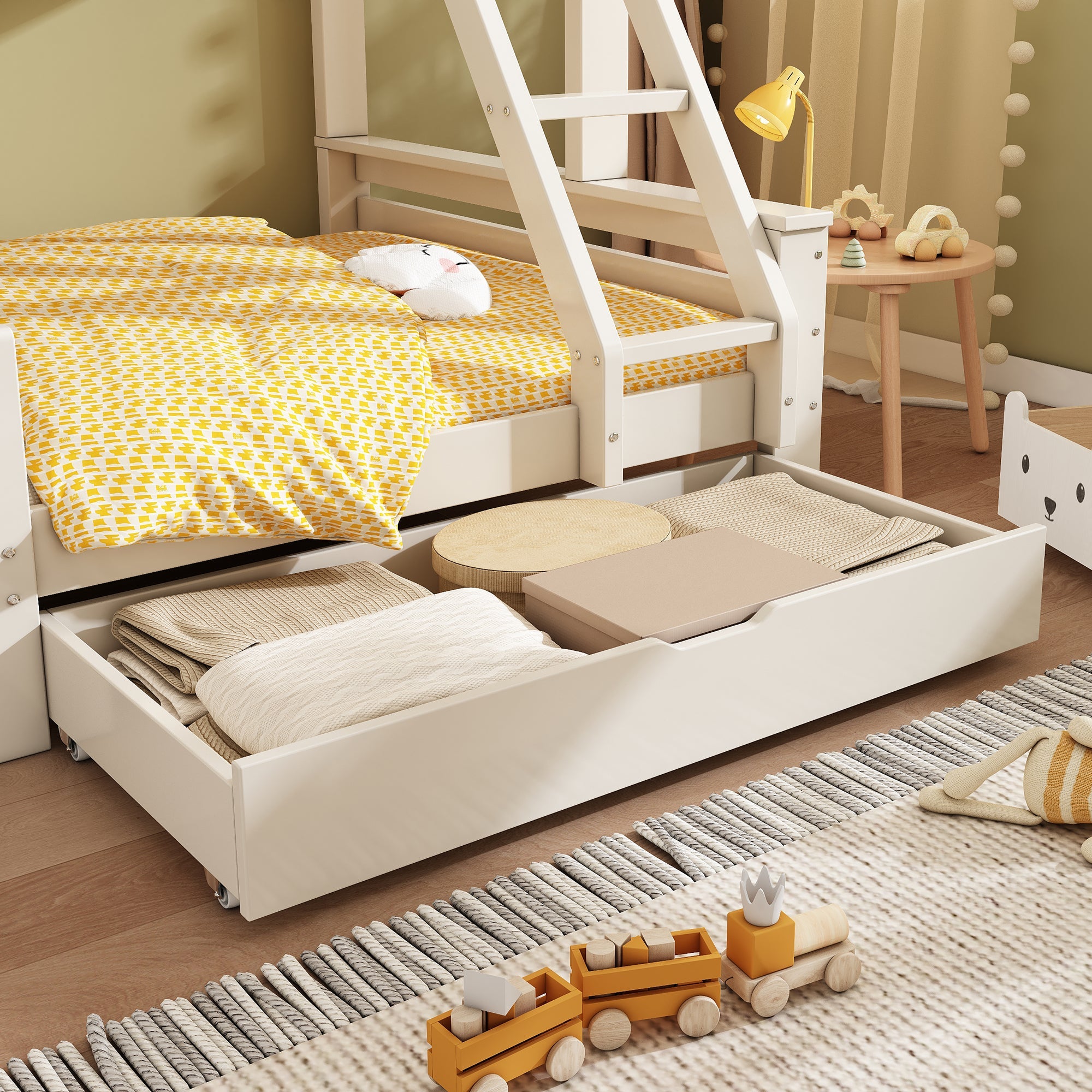 Logidon stapelbed 90x200/140x200 schuiflaadladder blokhut design