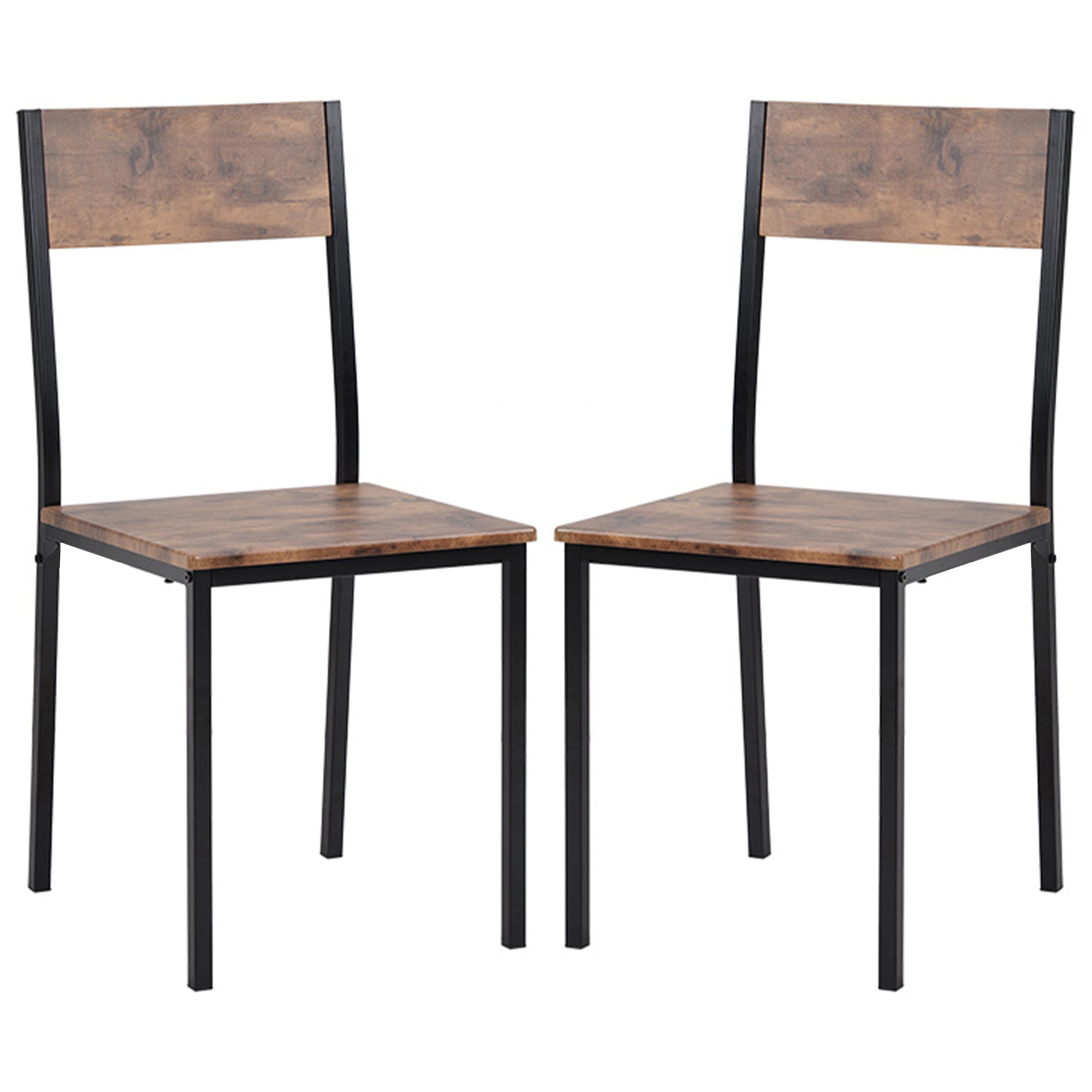 Logidon Eettafelset 70x70 cm Vintage Bruin met 2 Stoelen Metalen Frame