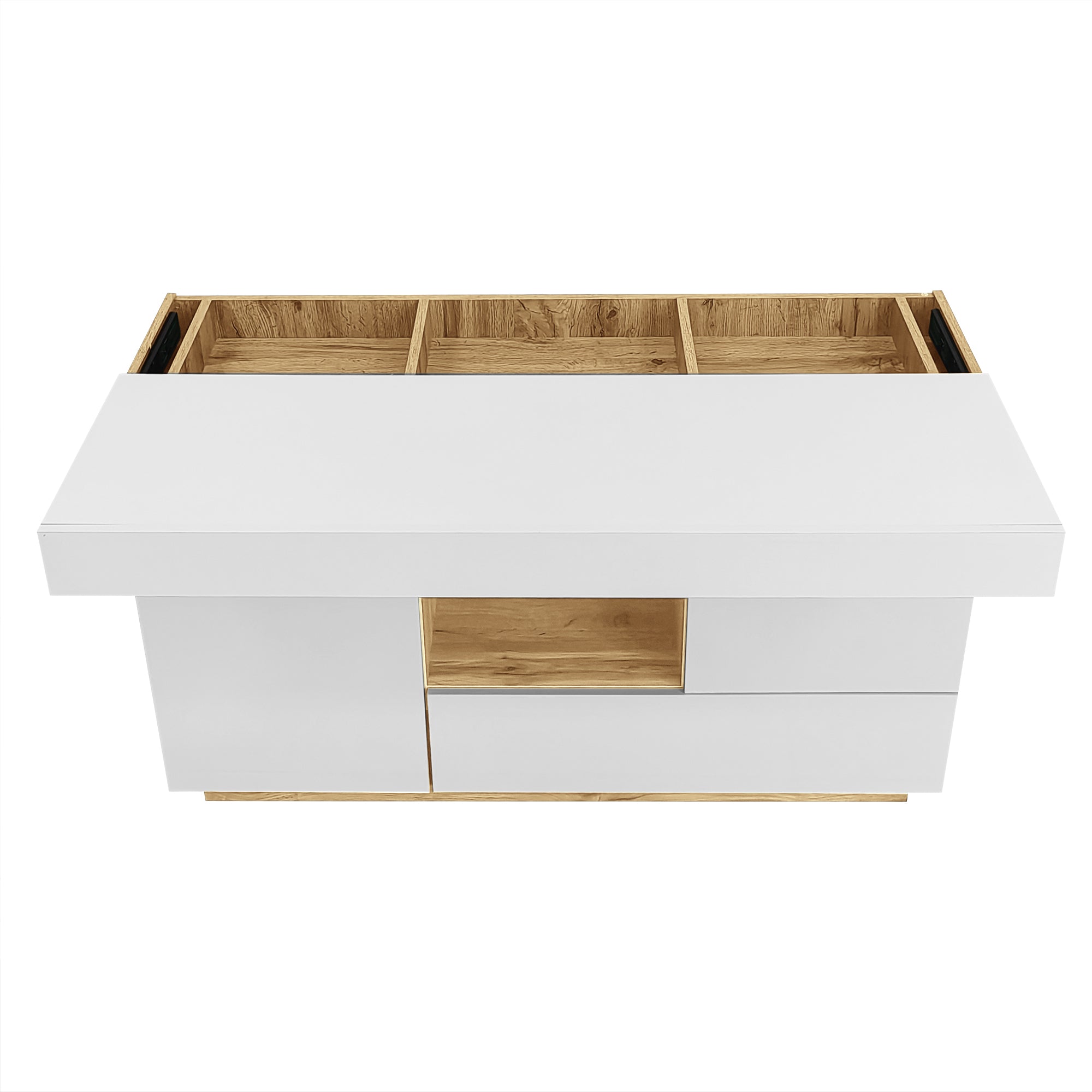 Logidon dressoir hoogglans wit vitrinekast LED 16 kleuren 120x37x76,5 cm