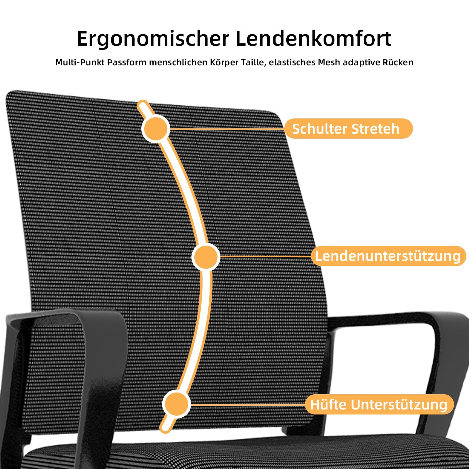 Logidon Minimalistische Bureaustoel Metalen Frame Mesh Rug Zwart