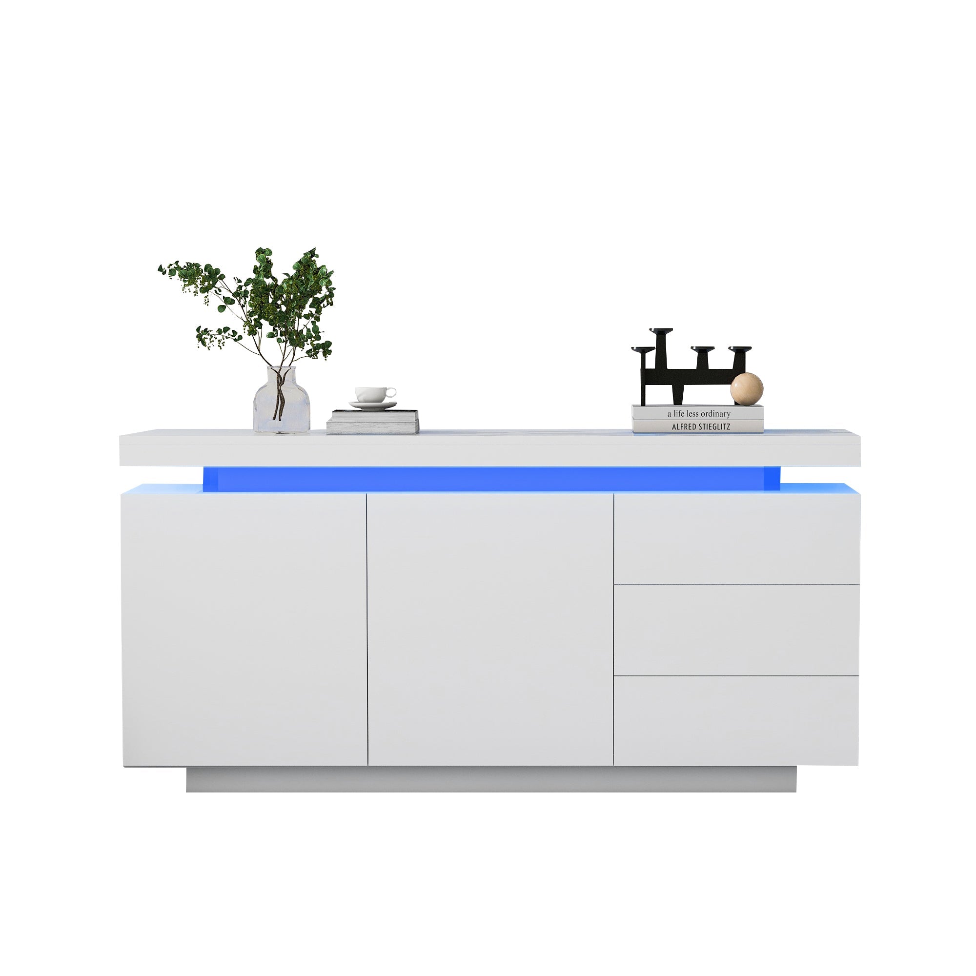 Logidon dressoir wit LED licht 140x35x72,5 cm 2 deuren 3 lades