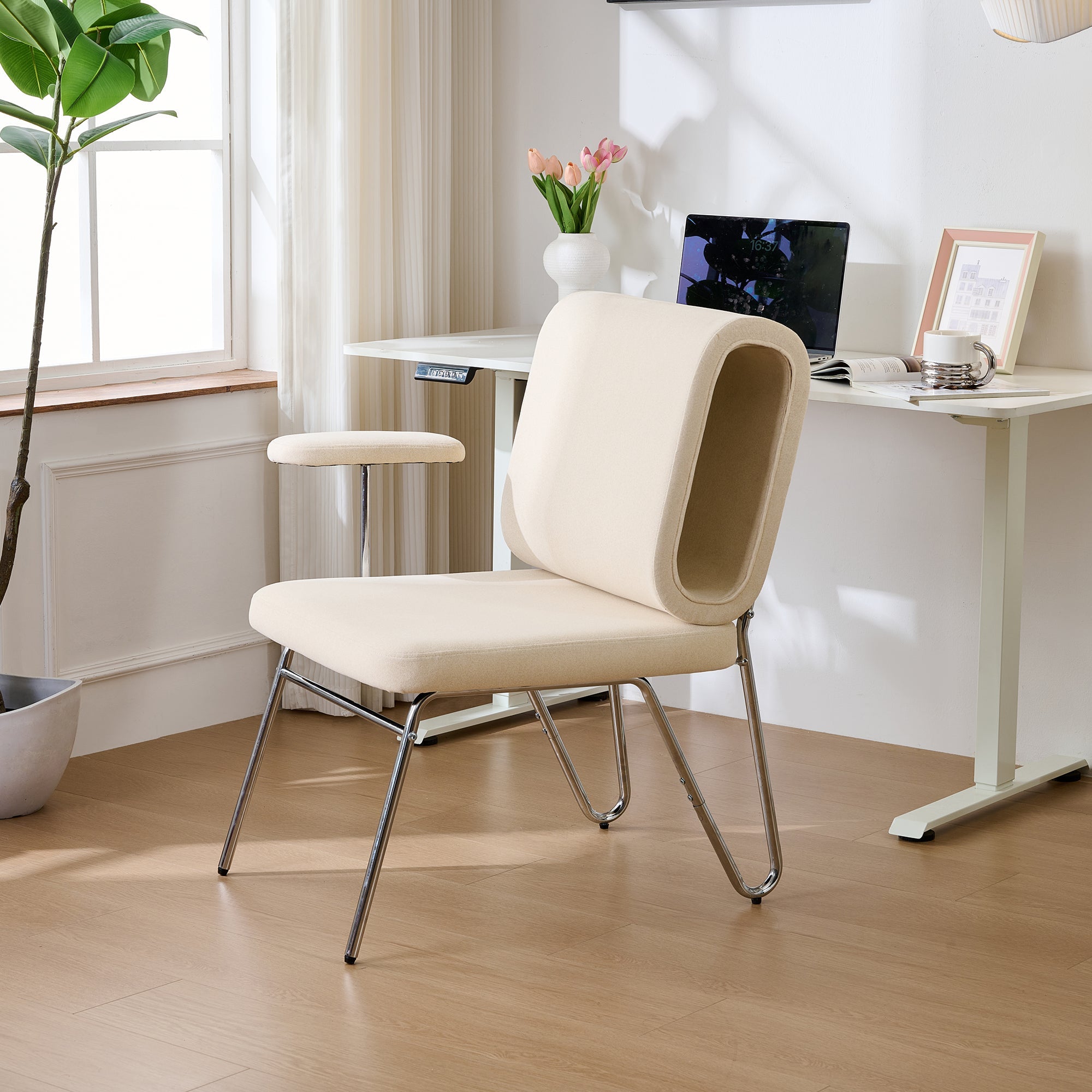 Logidon Bureaustoel Met Kattenmand Beige Brede Zitting
