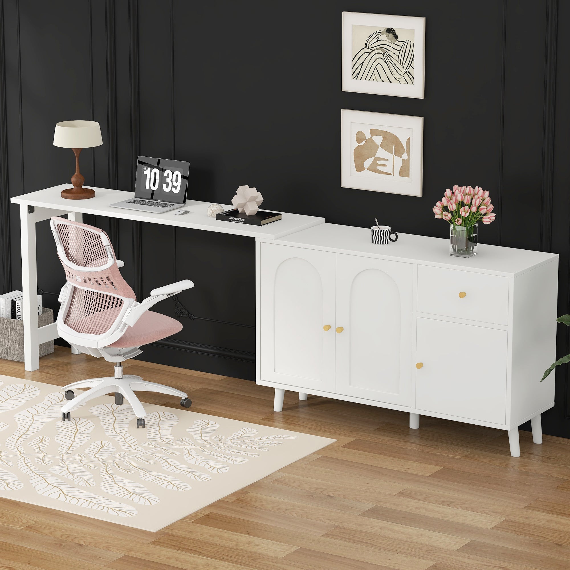 Logidon 2 in 1 bureaudressoir wit 120x40x74,5 cm 360 graden