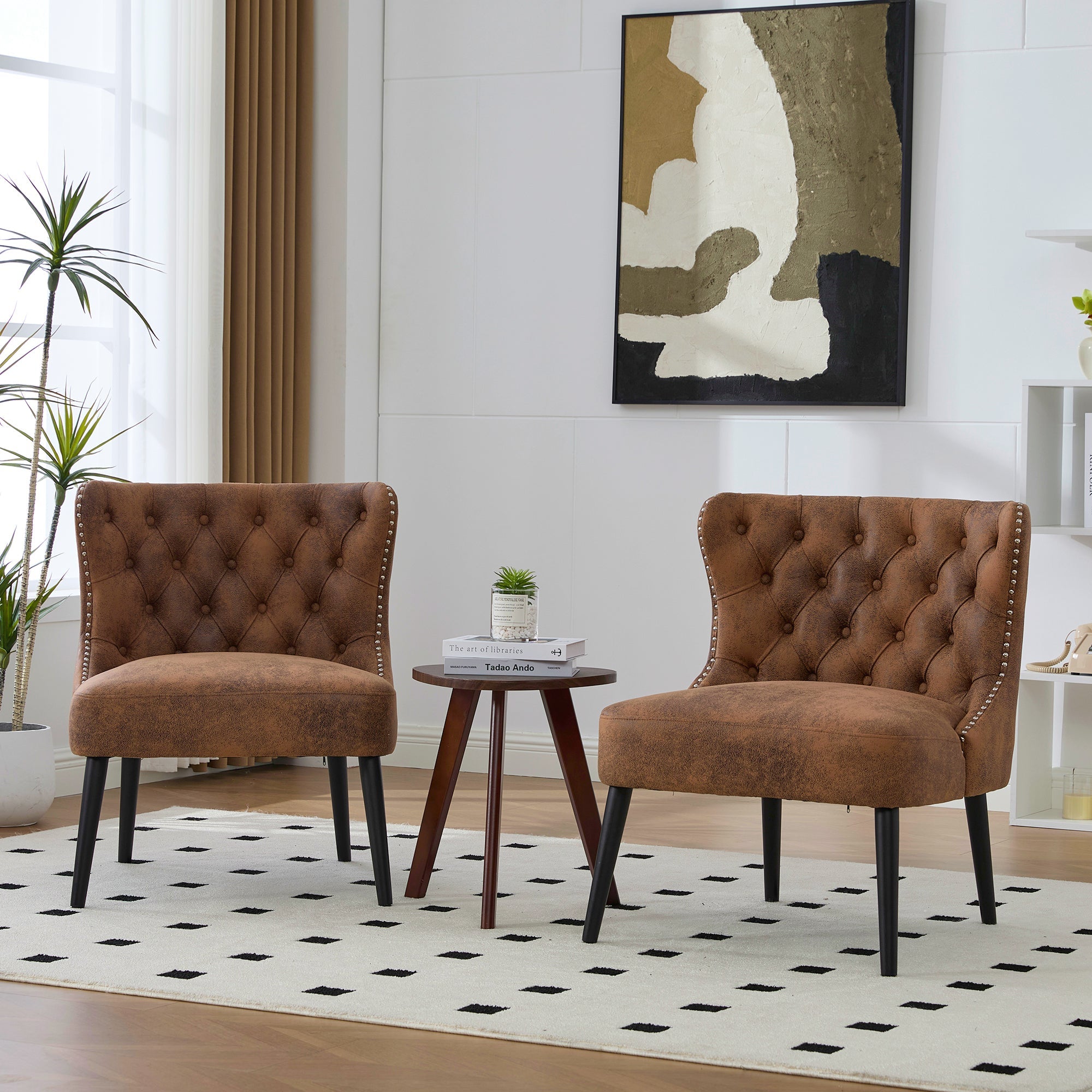 Logidon Tech stoffen fauteuil zonder armknop en klinknagels koffiebruin