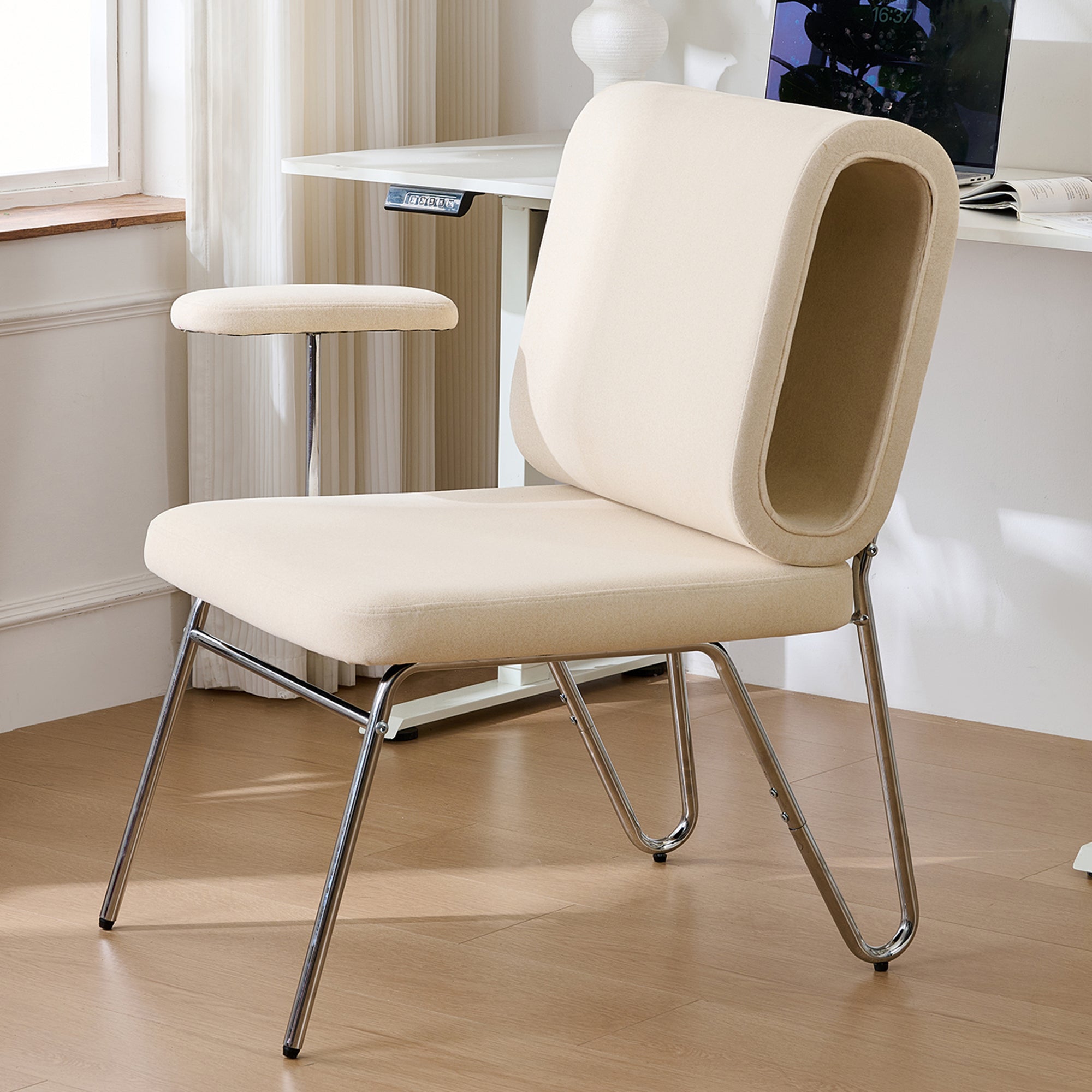 Logidon Bureaustoel Met Kattenmand Beige Brede Zitting