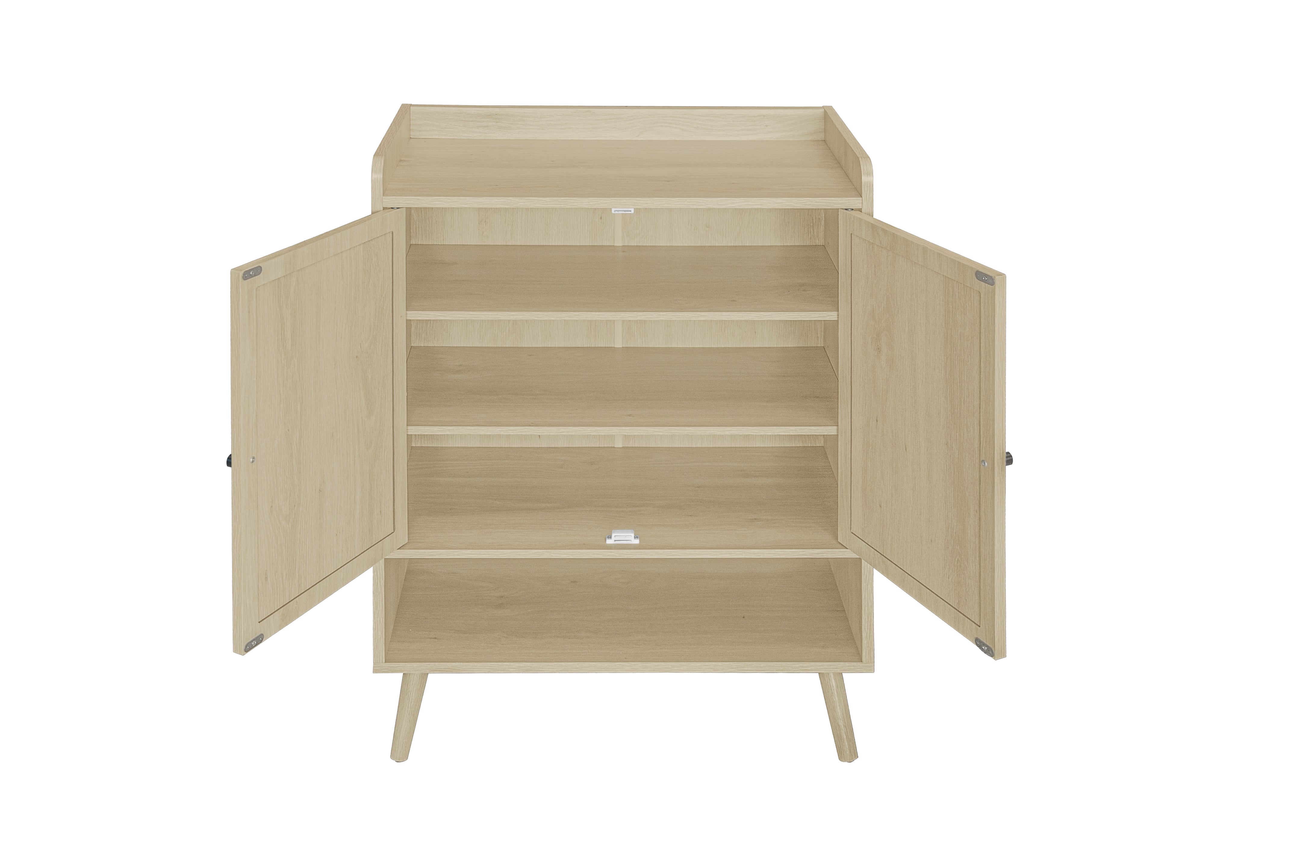 Logidon schoenenkast naturel houtlook met dubbele deuren Rotan design