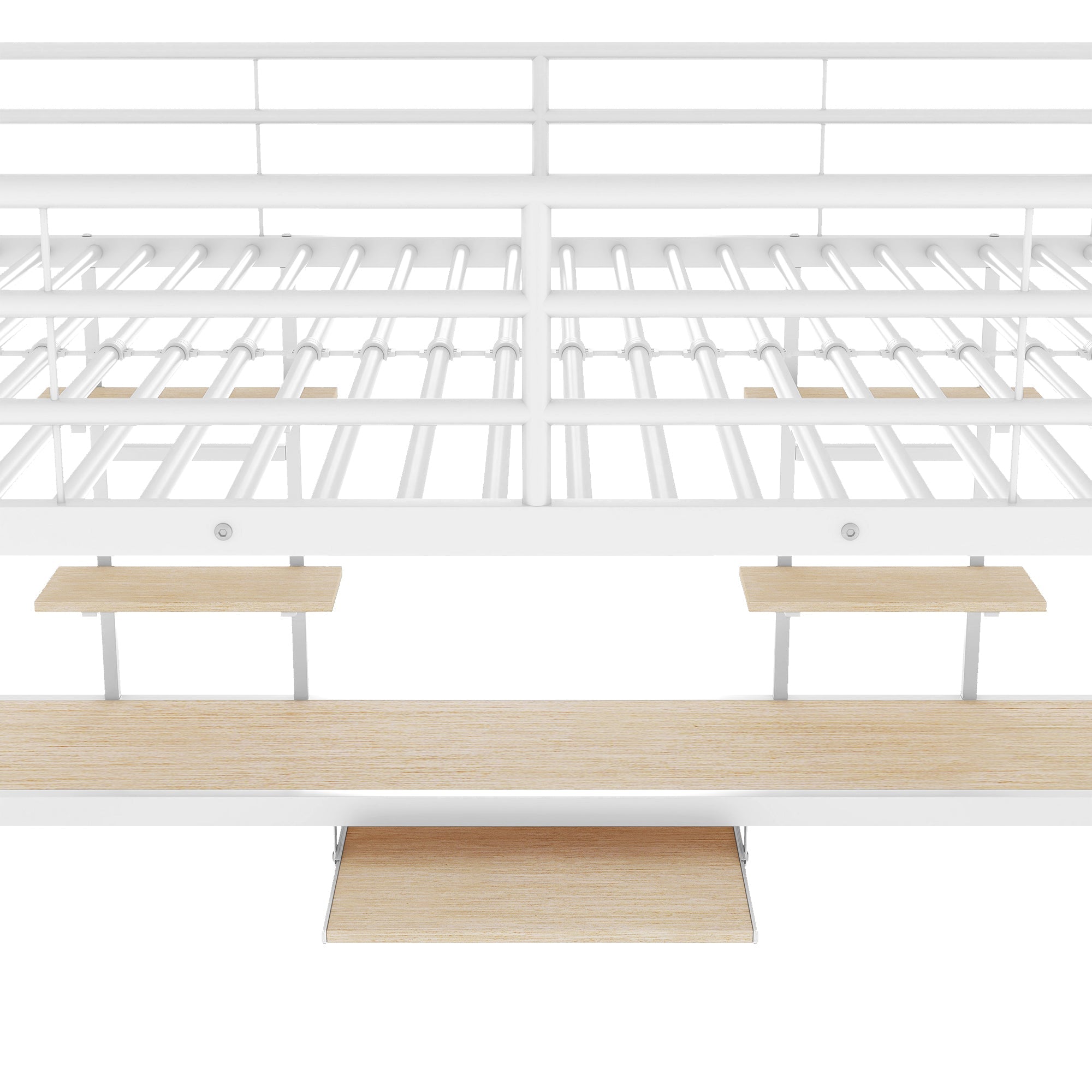 Logidon hoogslaper 140x200 cm metalen bed met bureau en plank wit