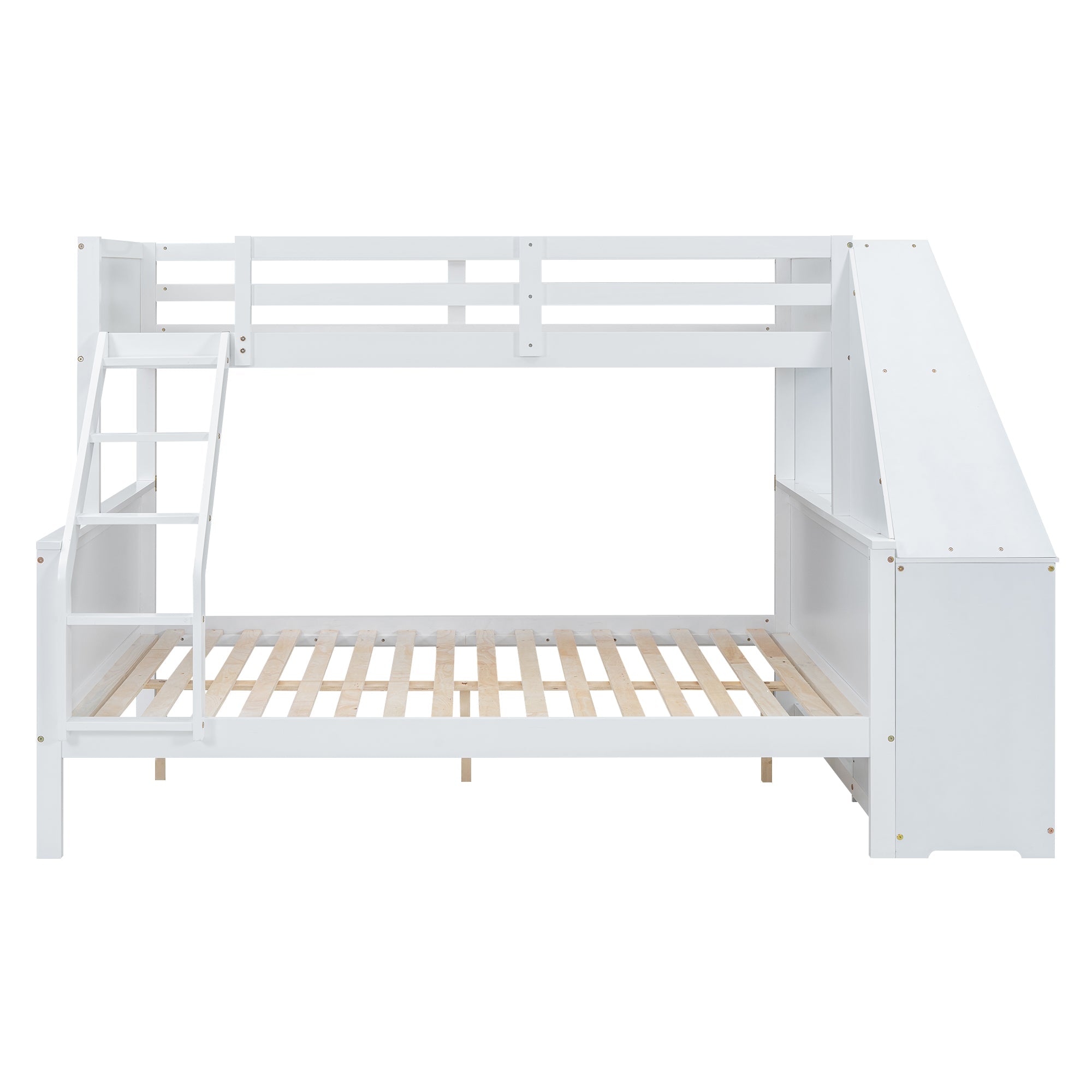 Logidon Bunk Bed 90x200 and 140x200 with Table and Storage Space White